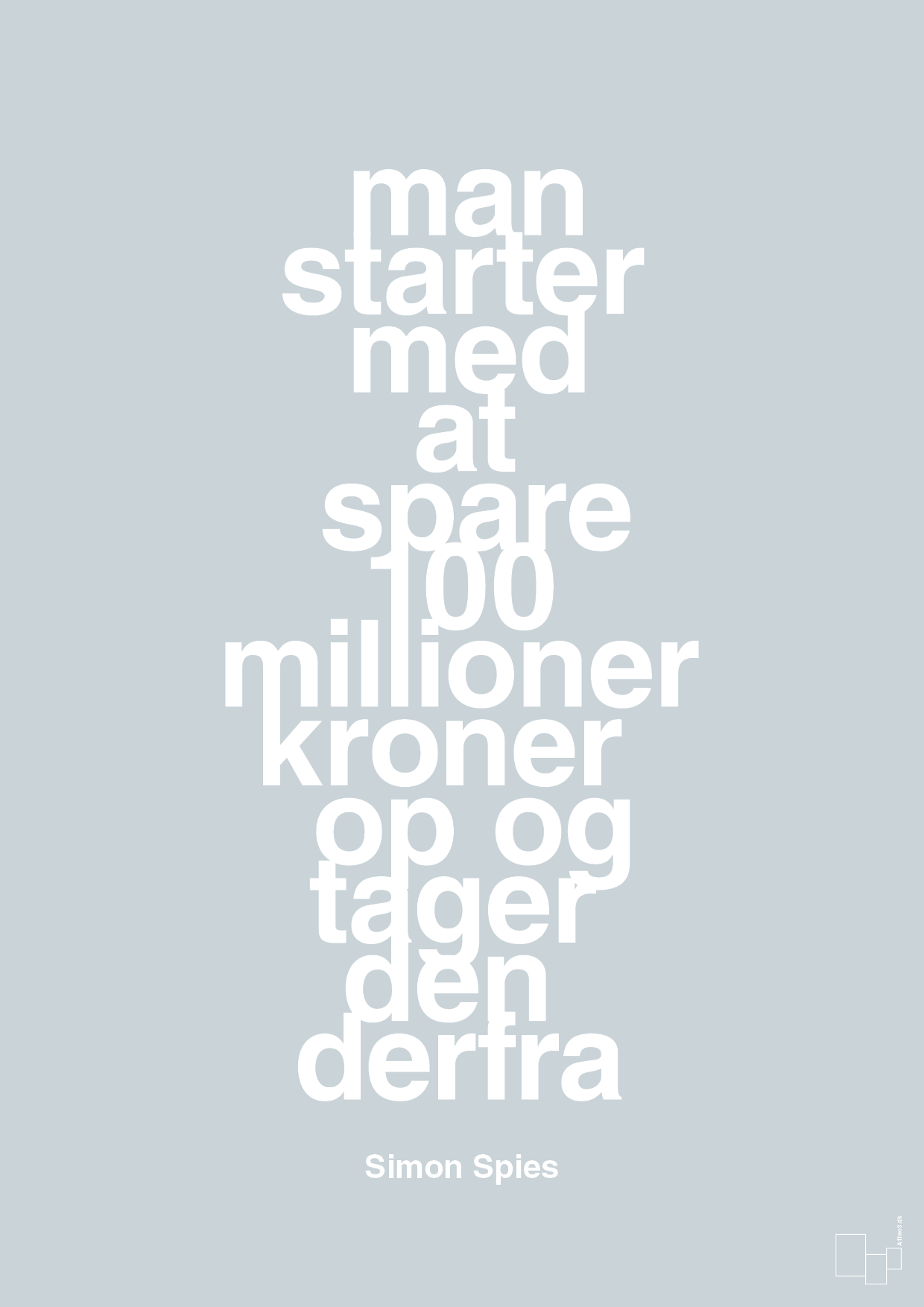 plakat: man starter med at spare 100 millioner kroner op og tager den derfra - light drizzle-Erhverv-A1two3