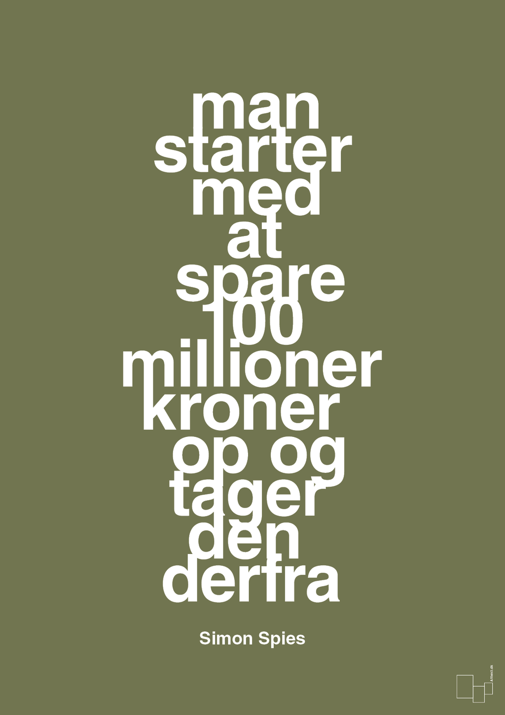 plakat: man starter med at spare 100 millioner kroner op og tager den derfra - secret meadow-Erhverv-A1two3