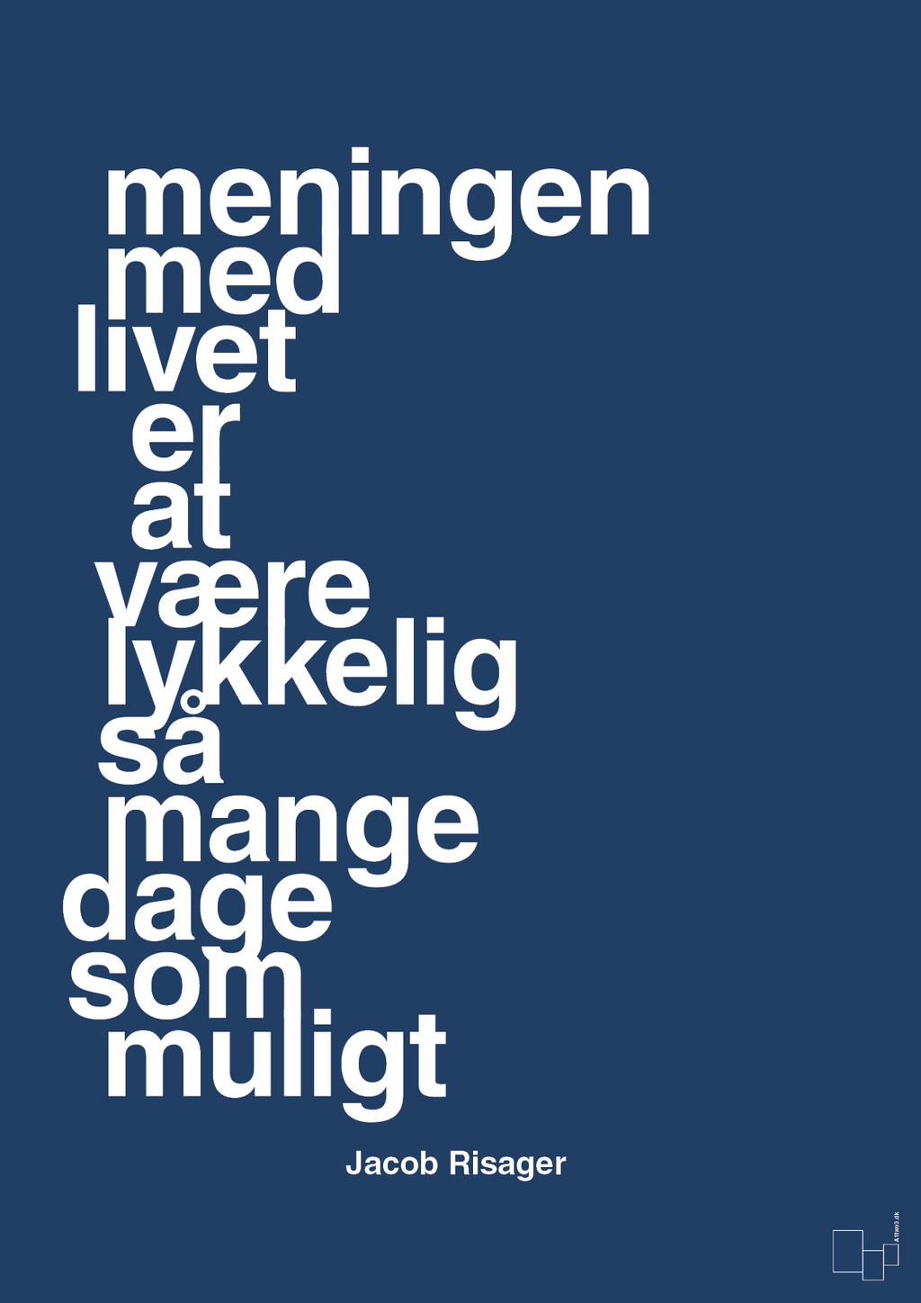 plakat: meningen med livet er at være lykkelig så mange dage som muligt - lapis blue-Erhverv-A1two3