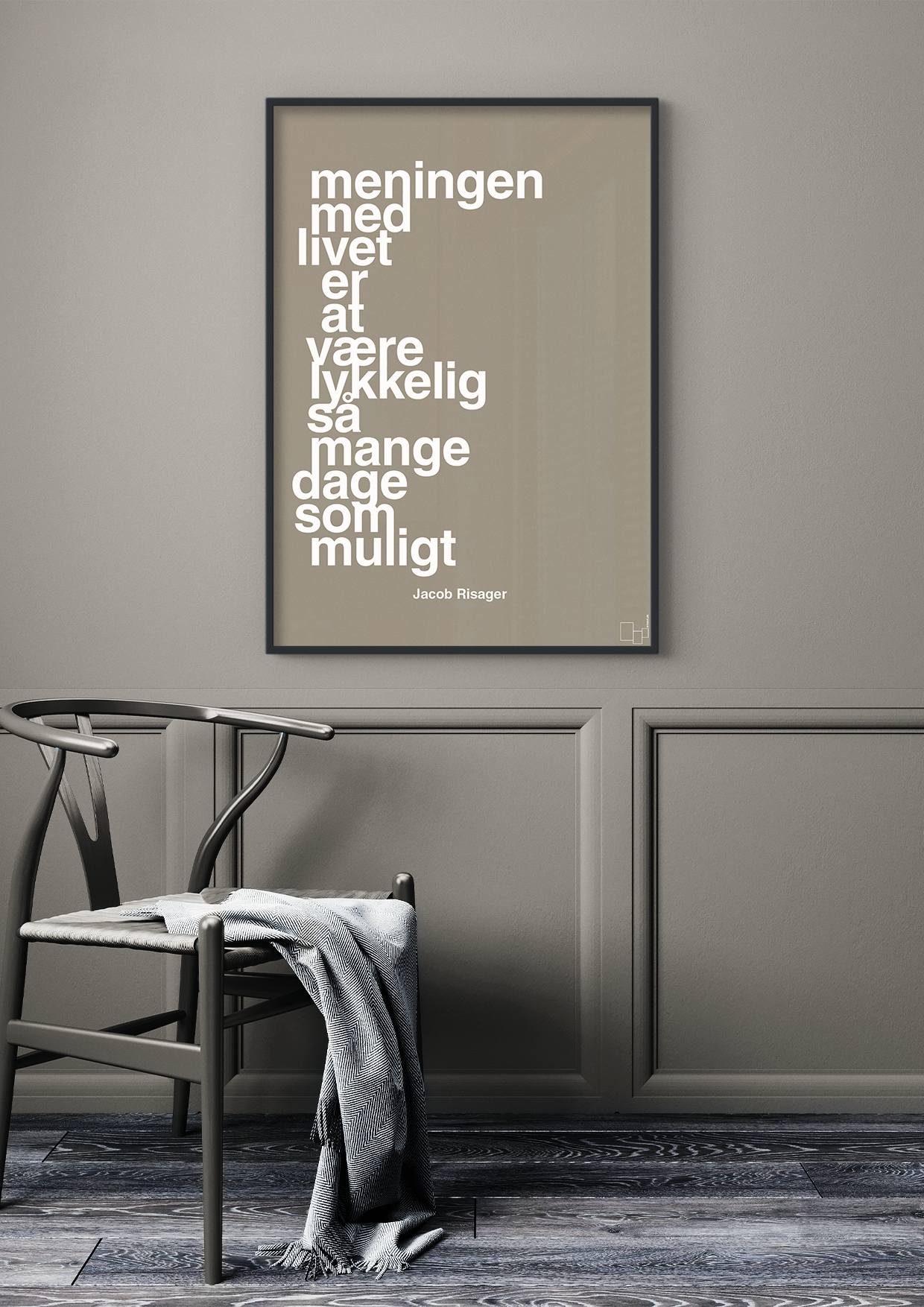 plakat: meningen med livet er at være lykkelig så mange dage som muligt - graphic charcoal-Erhverv-A1two3