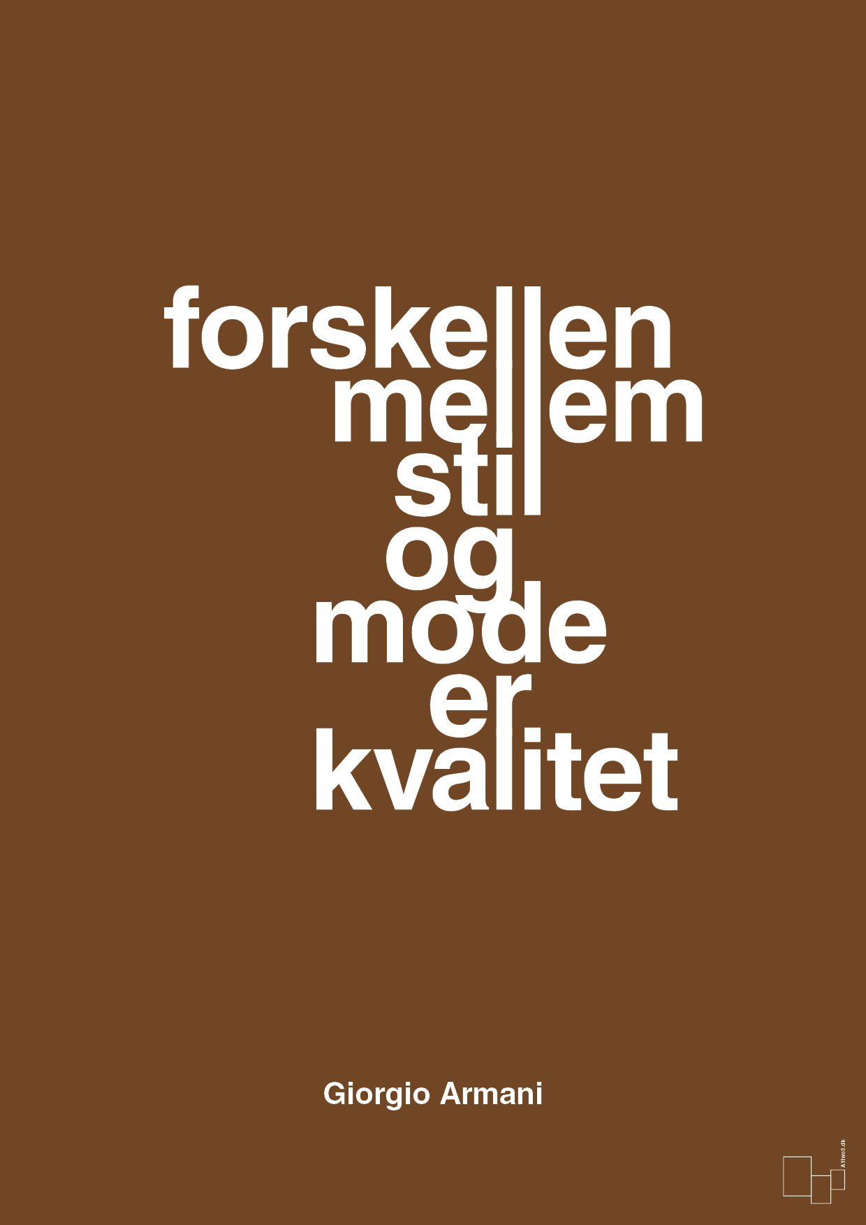 plakat: forskellen mellem stil og mode er kvalitet - dark brown-Mode-A1two3