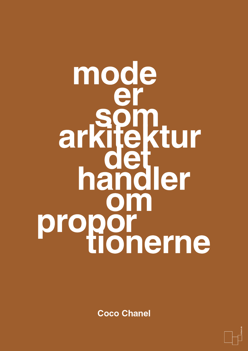 plakat: mode er som arkitektur det handler om proportionerne - cognac-Mode-A1two3