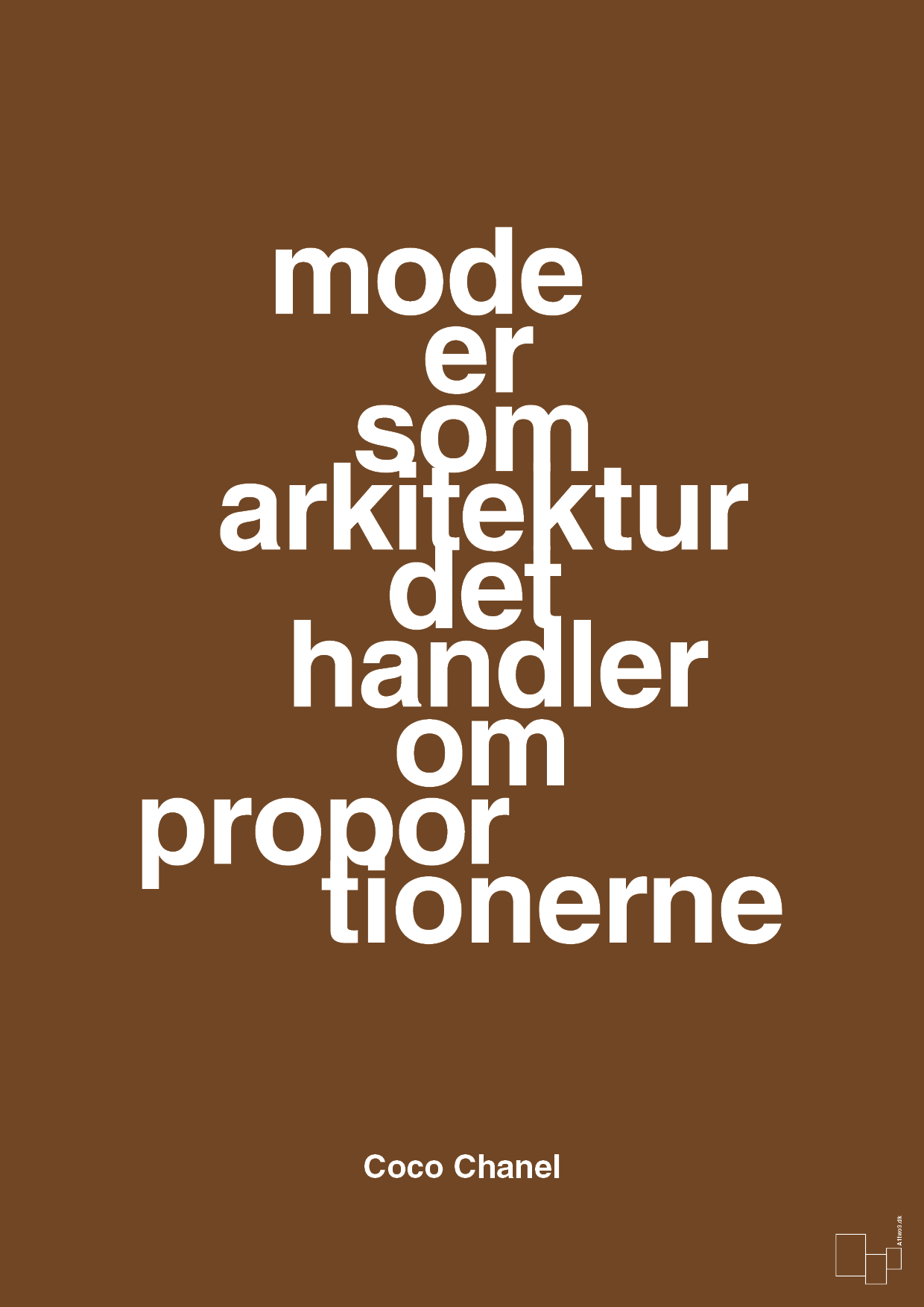 plakat: mode er som arkitektur det handler om proportionerne - dark brown-Mode-A1two3