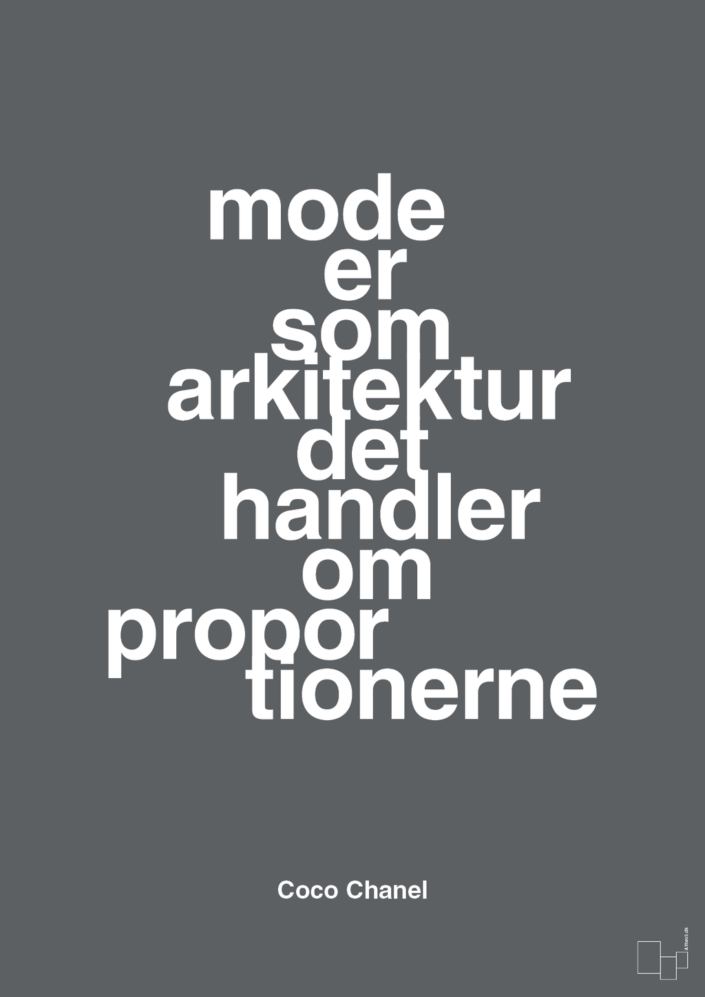 plakat: mode er som arkitektur det handler om proportionerne - graphic charcoal-Mode-A1two3