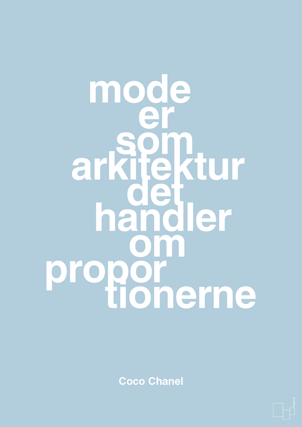plakat: mode er som arkitektur det handler om proportionerne - heavenly blue-Mode-A1two3