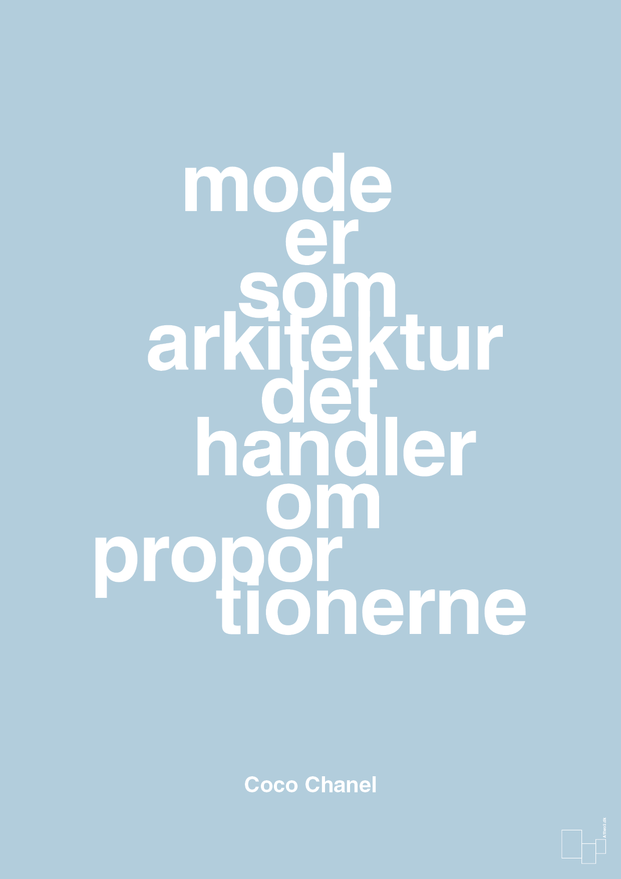 plakat: mode er som arkitektur det handler om proportionerne - heavenly blue-Mode-A1two3