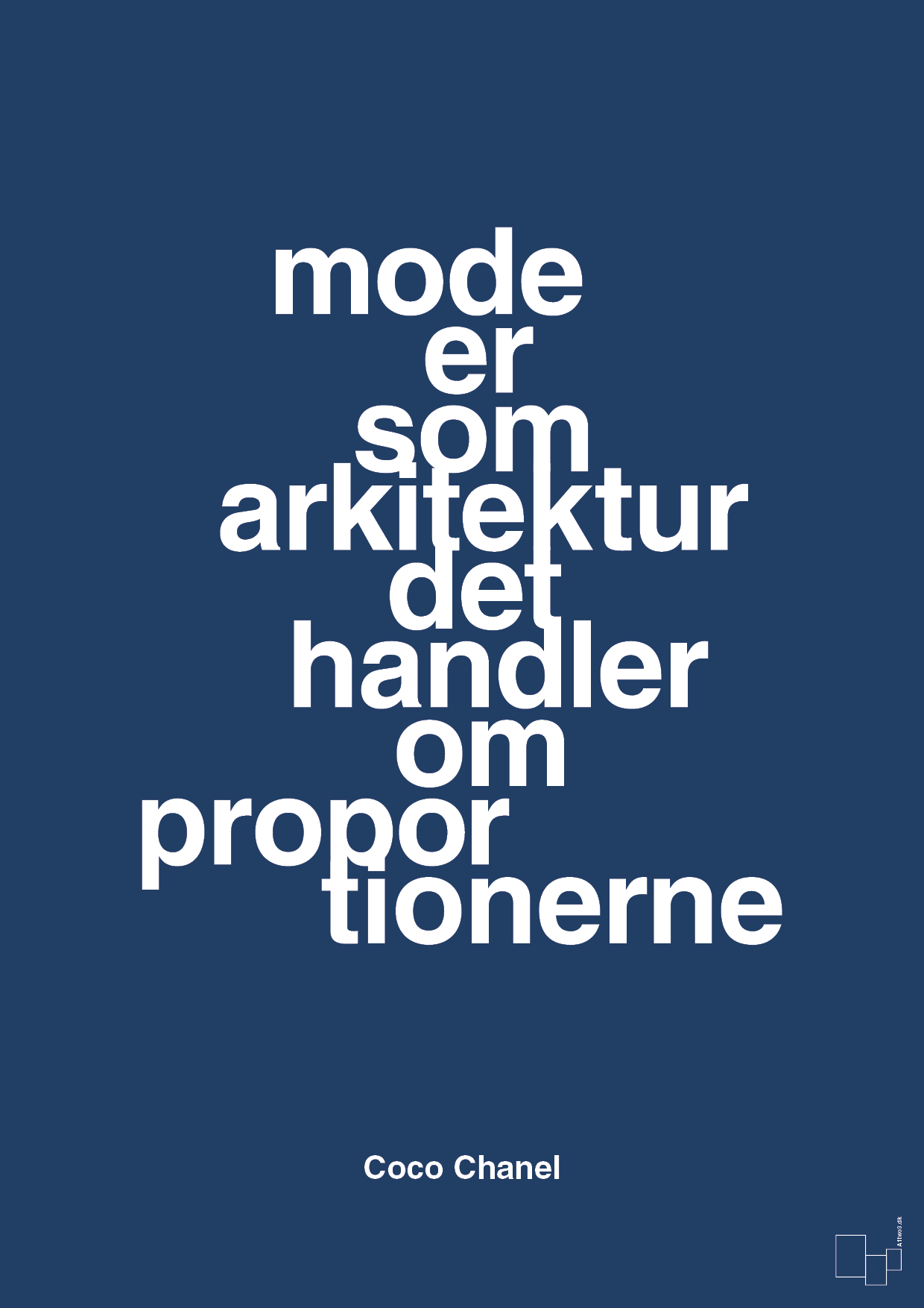 plakat: mode er som arkitektur det handler om proportionerne - lapis blue-Mode-A1two3