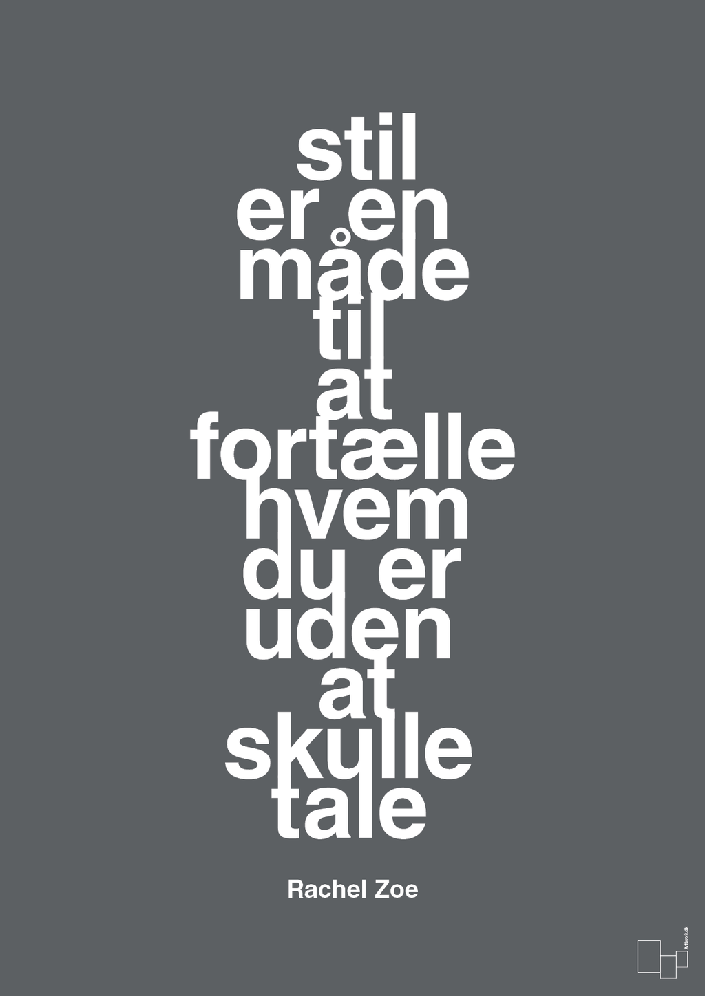 plakat: stil er en måde til at fortælle hvem du er uden at skulle tale - graphic charcoal-Mode-A1two3