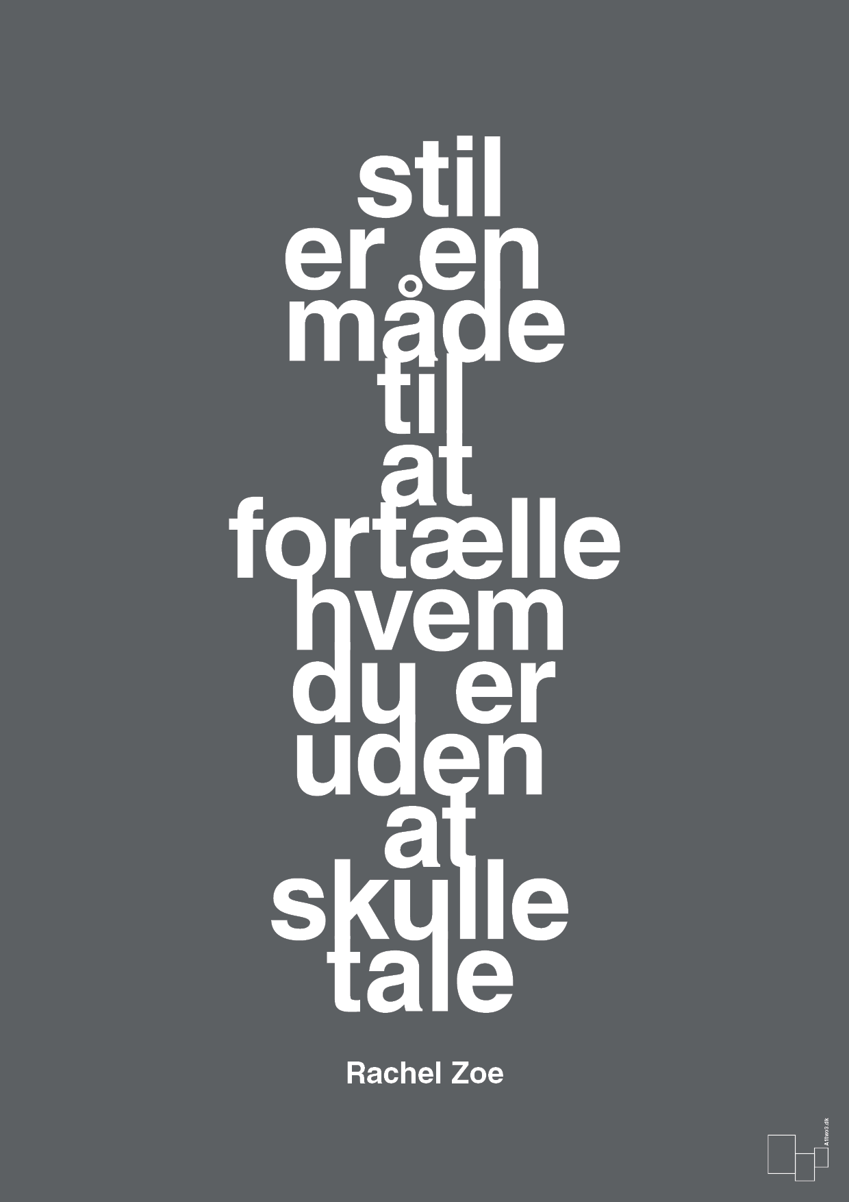 plakat: stil er en måde til at fortælle hvem du er uden at skulle tale - graphic charcoal-Mode-A1two3