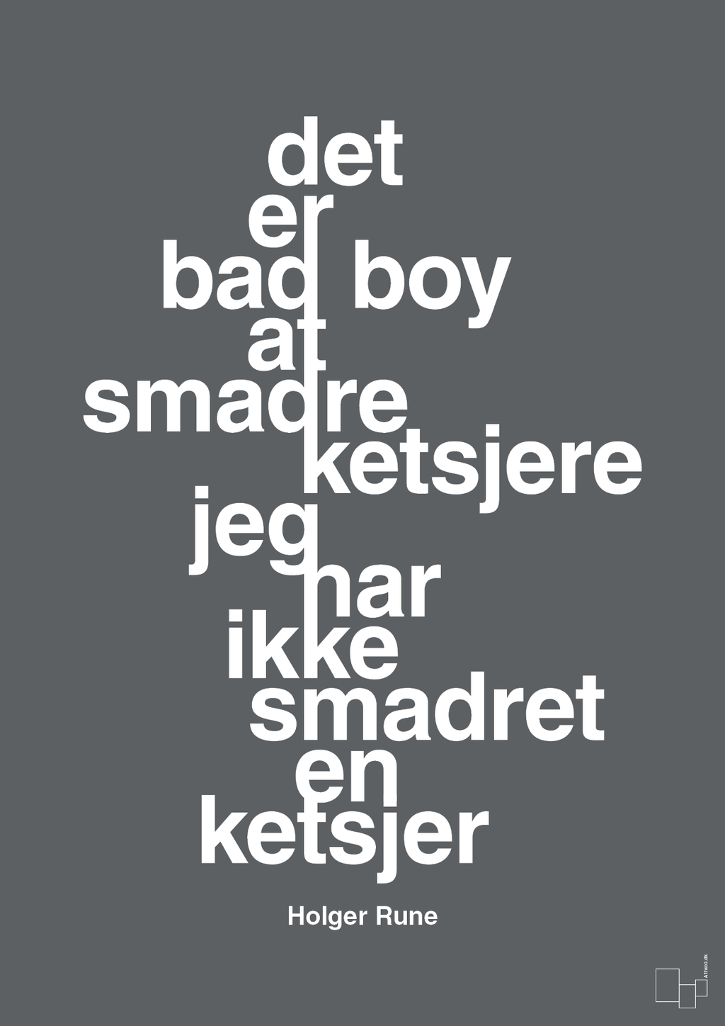 plakat: det er bad boy at smadre ketsjere og jeg har ikke smadret en ketsjer - graphic charcoal-Tennis-A1two3