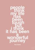 plakat: people think my life has been tough but I think it’s been a wonderful journey - bubble shell-Musiker-A1two3