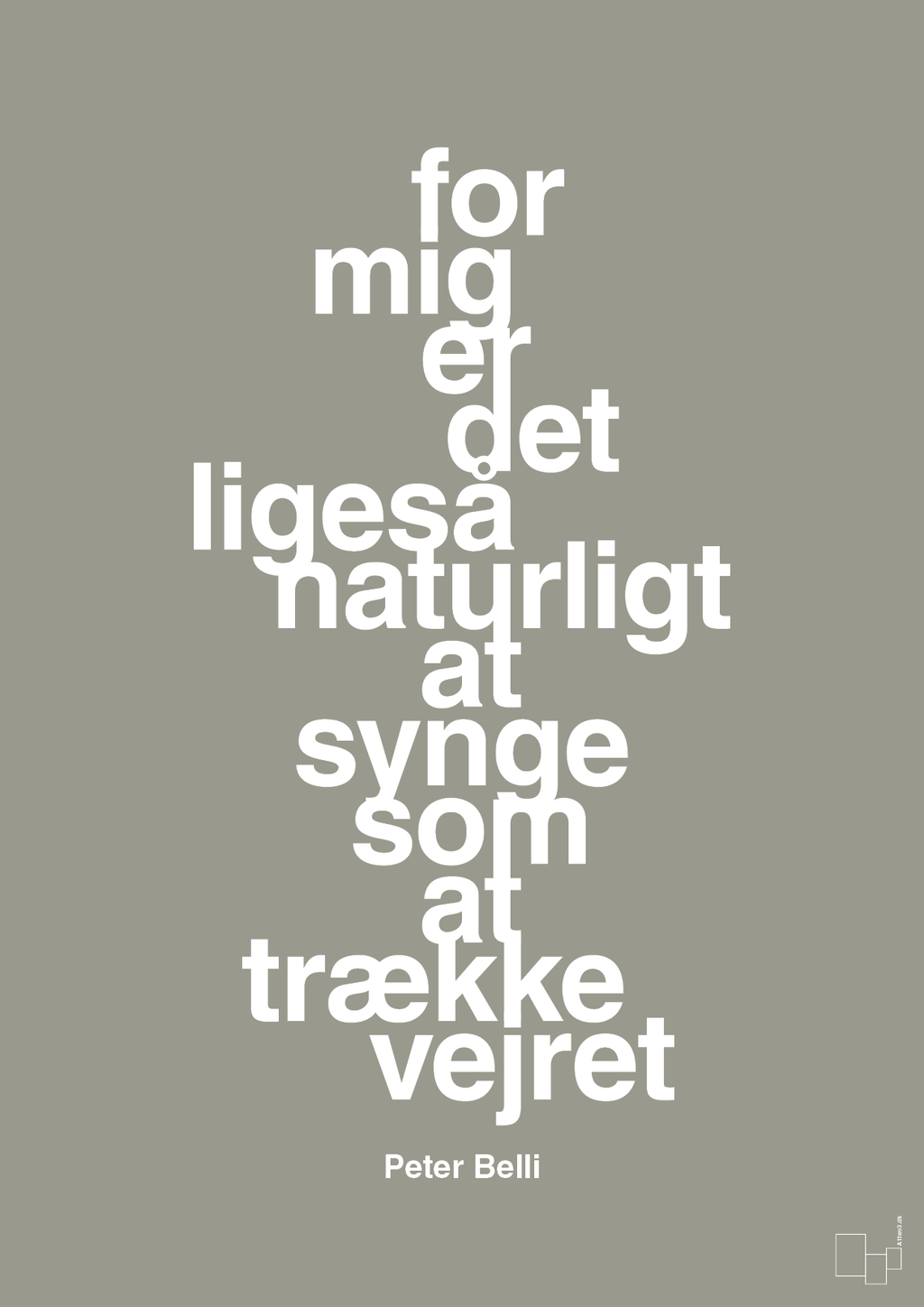 plakat: for mig er det ligeså naturligt at synge som at trække vejret - battleship gray-Musiker-A1two3