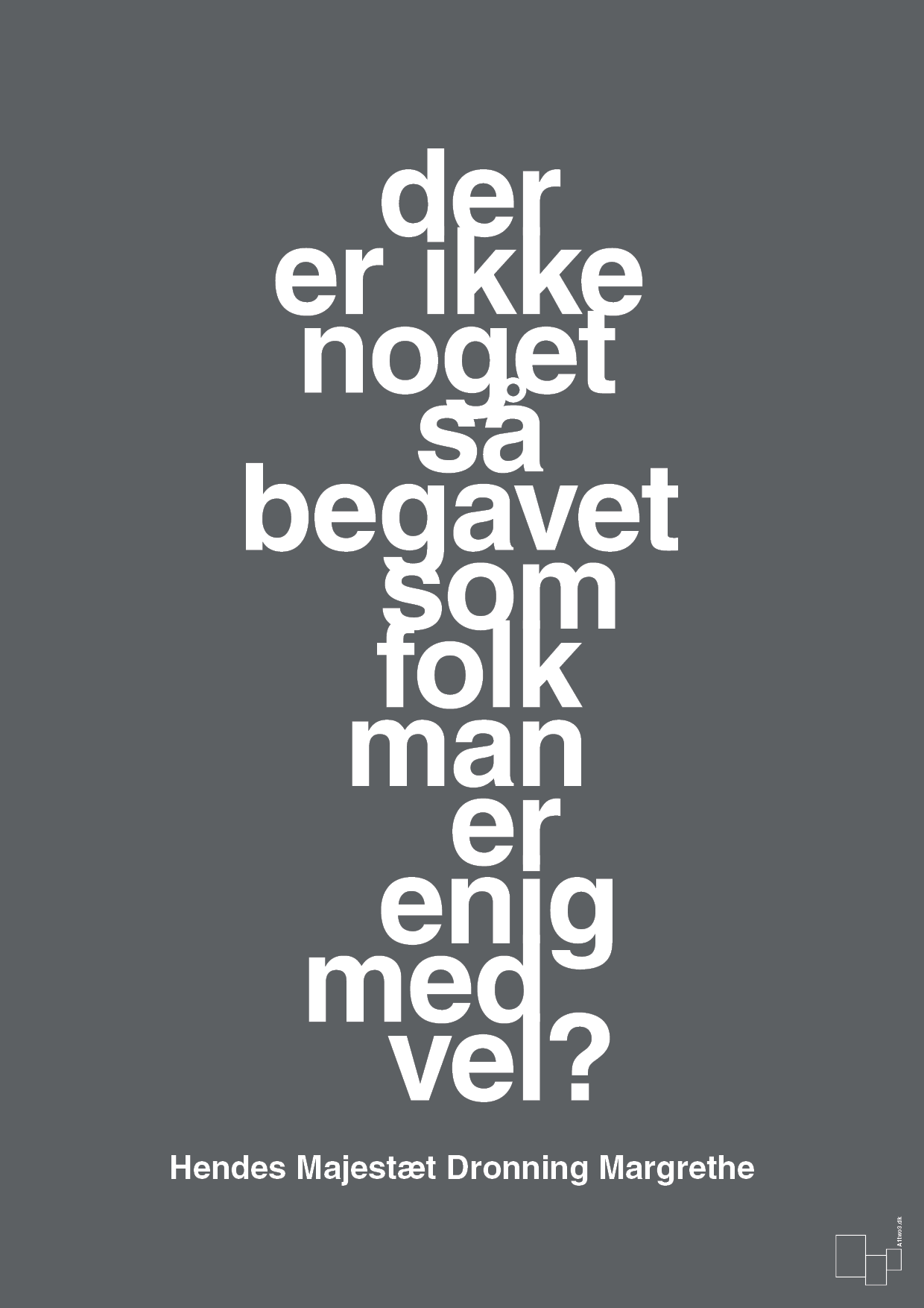 plakat: der er ikke noget så begavet som folk man er enig med vel - graphic charcoal-Royale-A1two3
