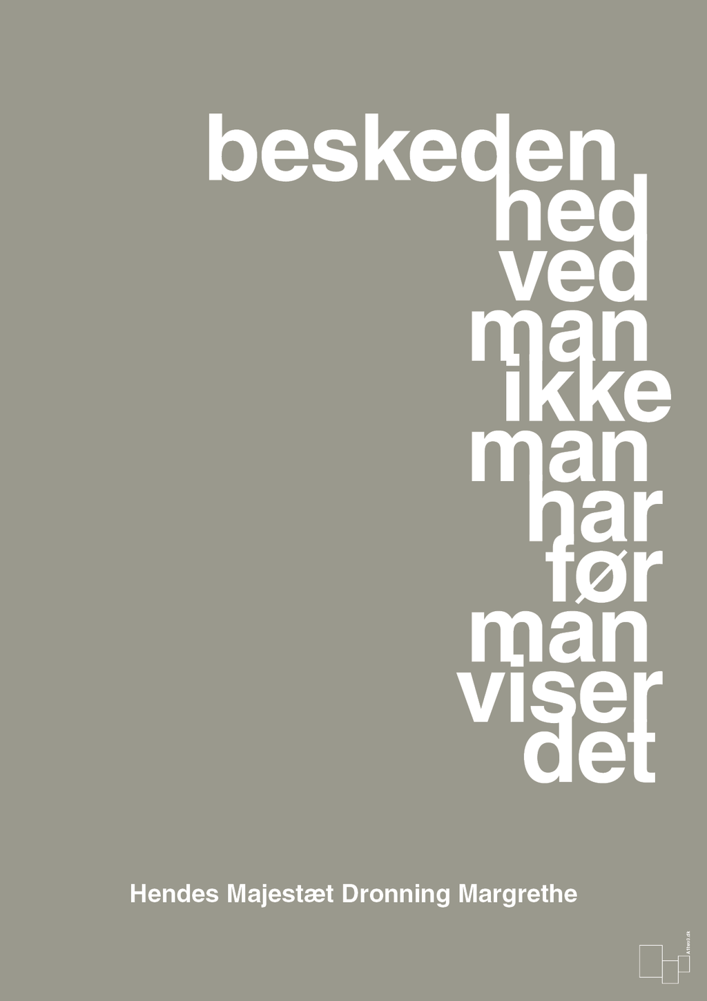 plakat: beskedenhed ved man ikke, man har før man viser det - battleship gray-Royale-A1two3
