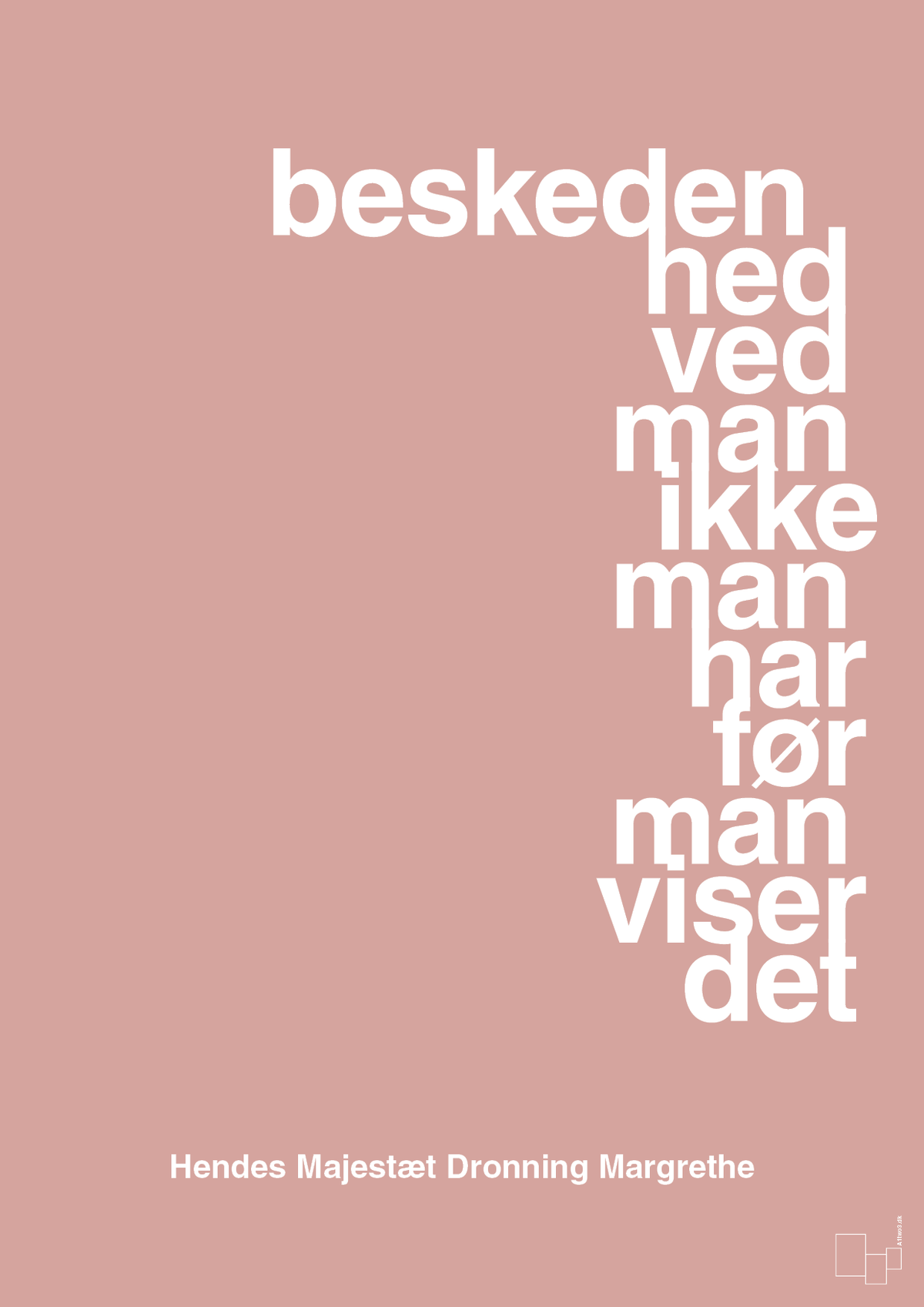 plakat: beskedenhed ved man ikke, man har før man viser det - bubble shell-Royale-A1two3