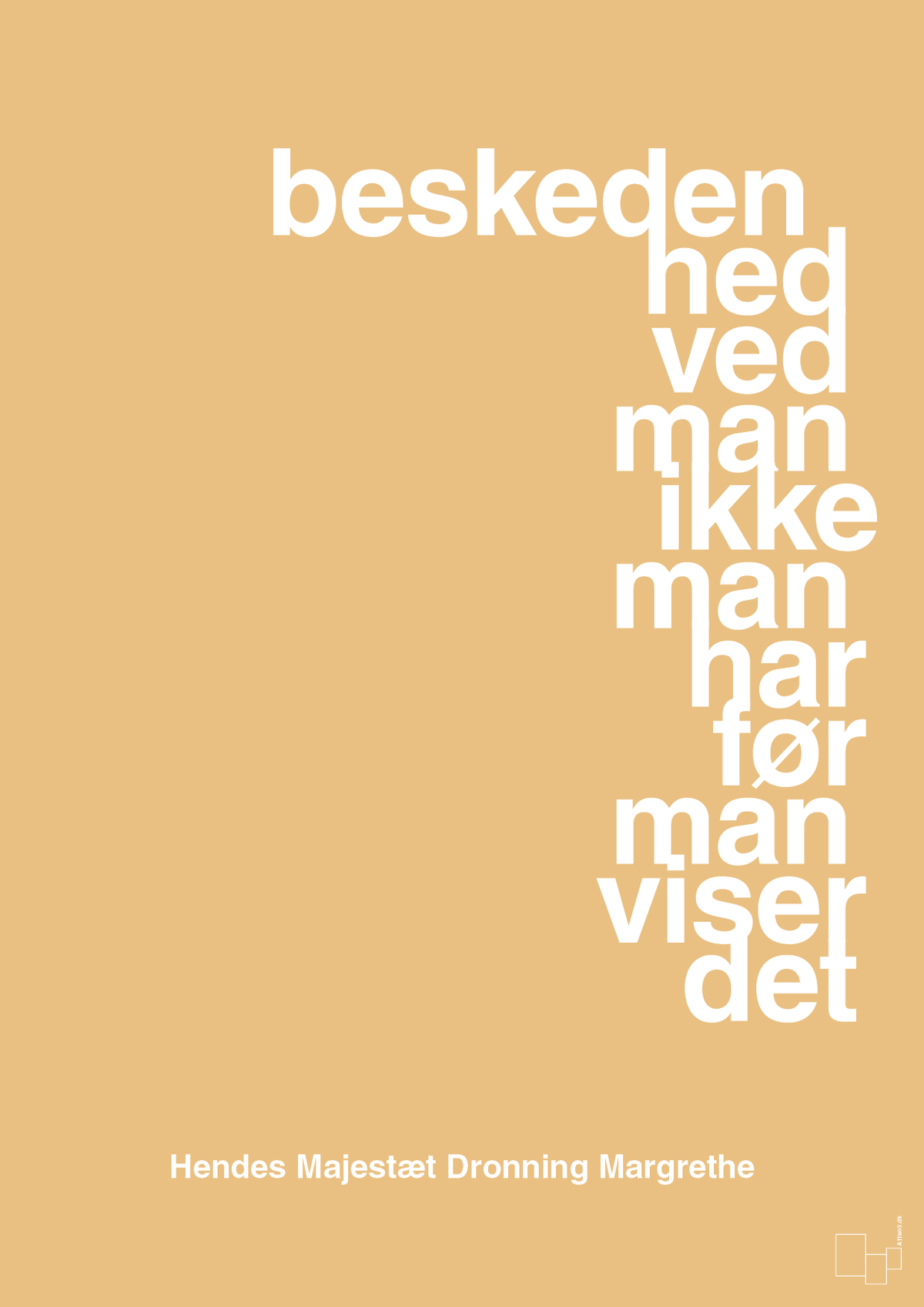 plakat: beskedenhed ved man ikke, man har før man viser det - charismatic-Royale-A1two3