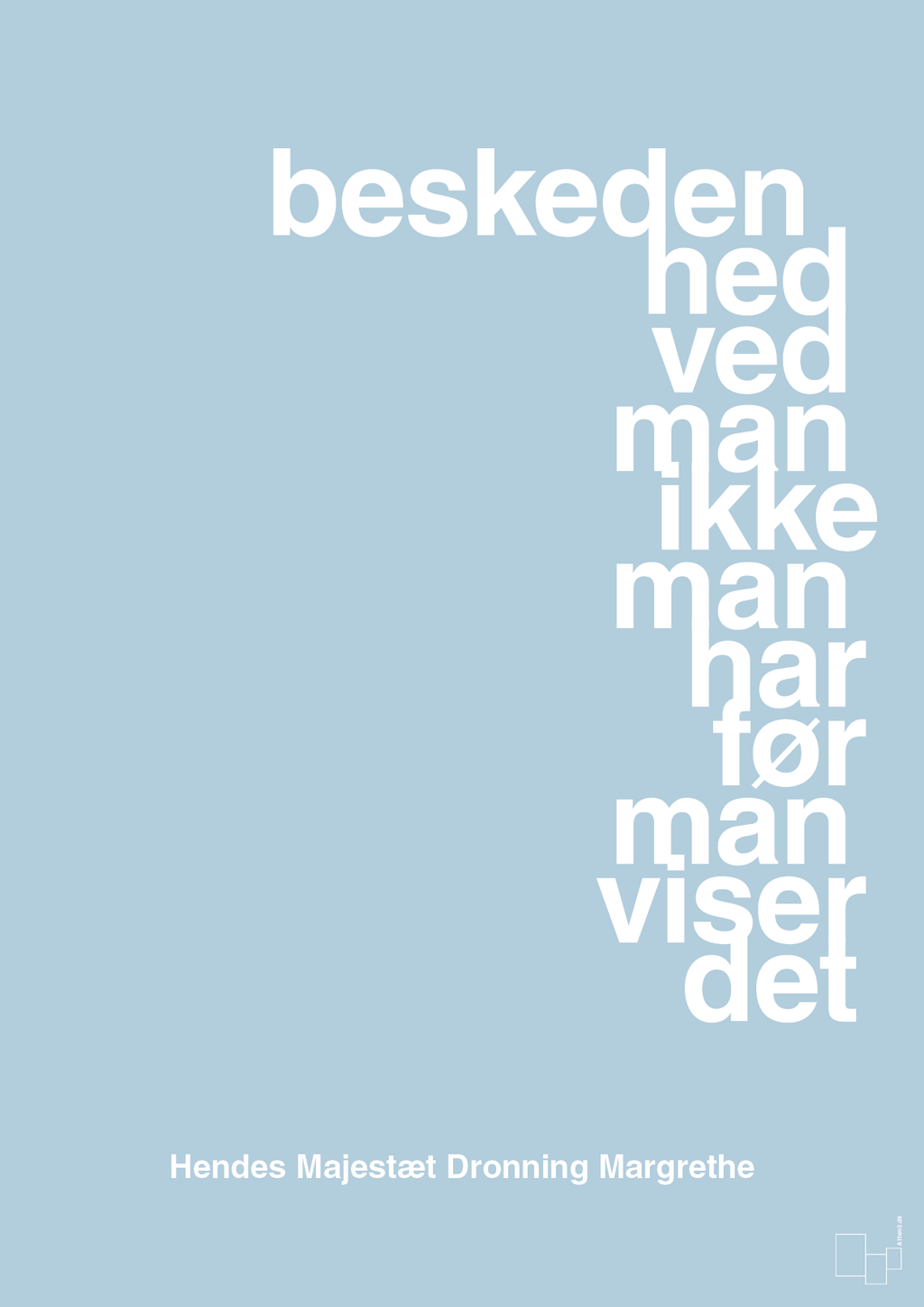 plakat: beskedenhed ved man ikke, man har før man viser det - heavenly blue-Royale-A1two3