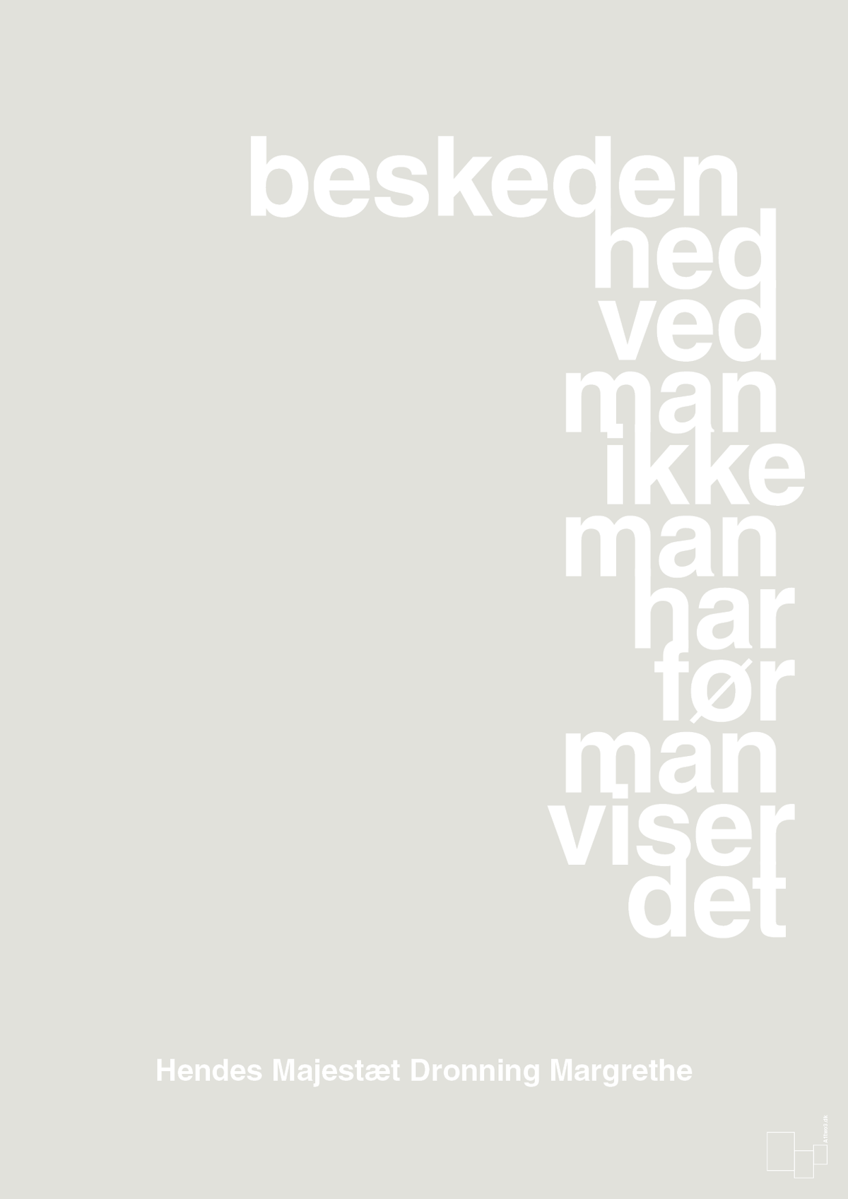 plakat: beskedenhed ved man ikke, man har før man viser det - painters white-Royale-A1two3