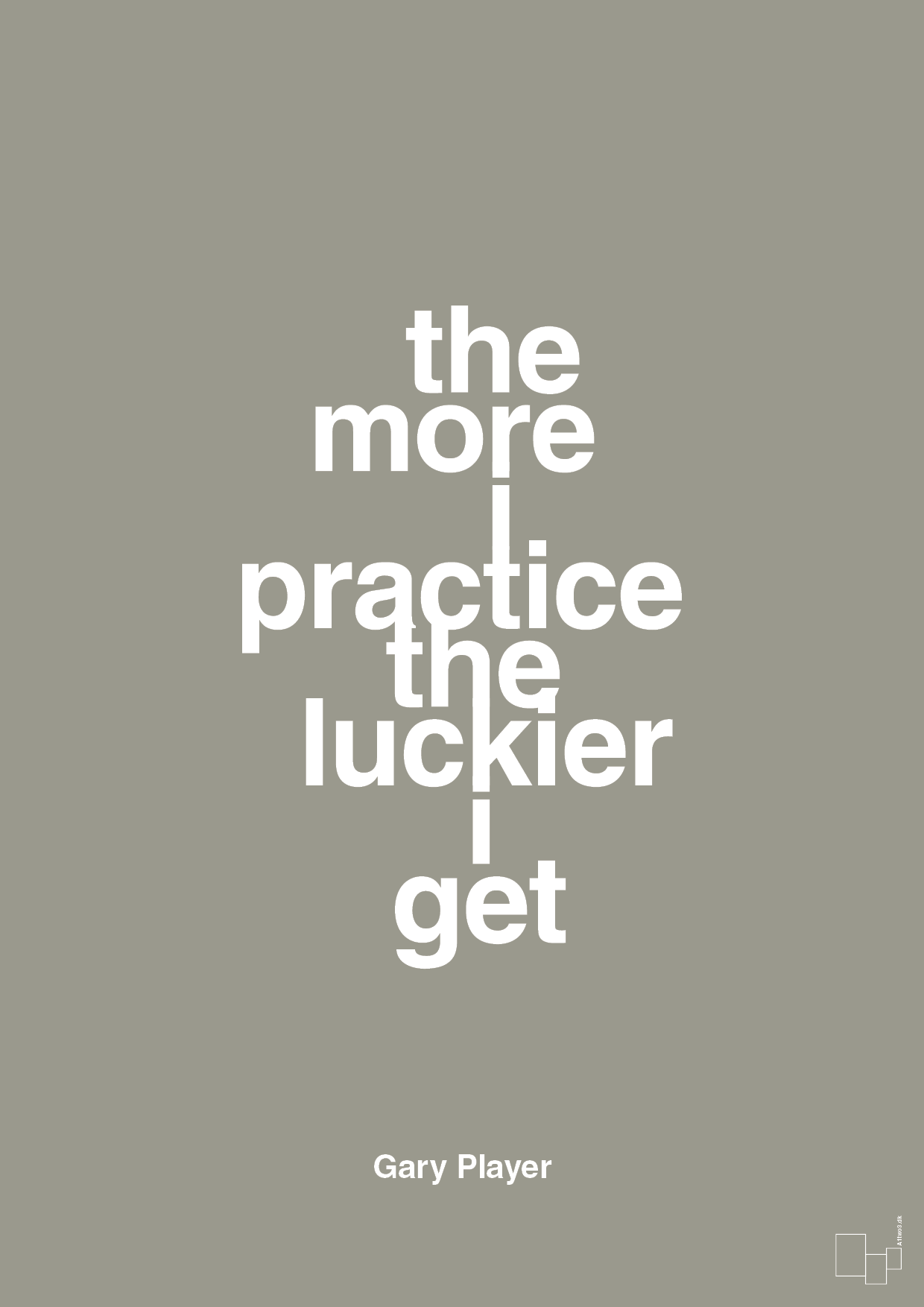 plakat: the more i practice the luckier i get - battleship gray-Golf-A1two3
