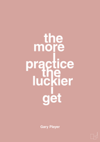 plakat: the more i practice the luckier i get - bubble shell-Golf-A1two3
