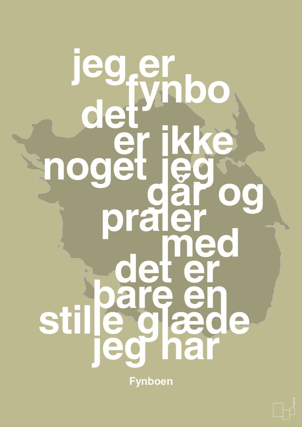 plakat: jeg er fynbo det er ikke noget jeg går og praler med - back to nature-Ukendt-A1two3