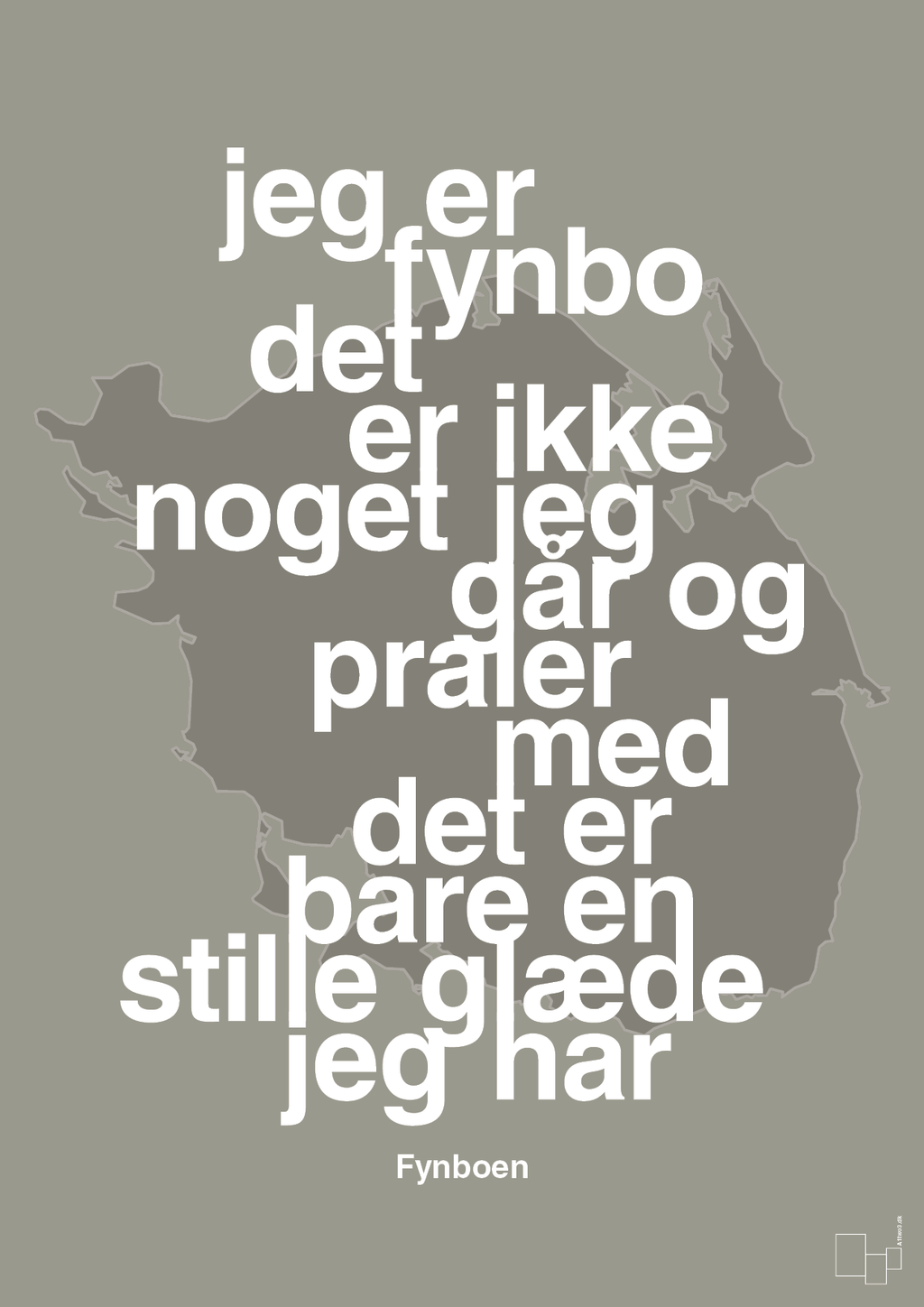 plakat: jeg er fynbo det er ikke noget jeg går og praler med - battleship gray-Ukendt-A1two3