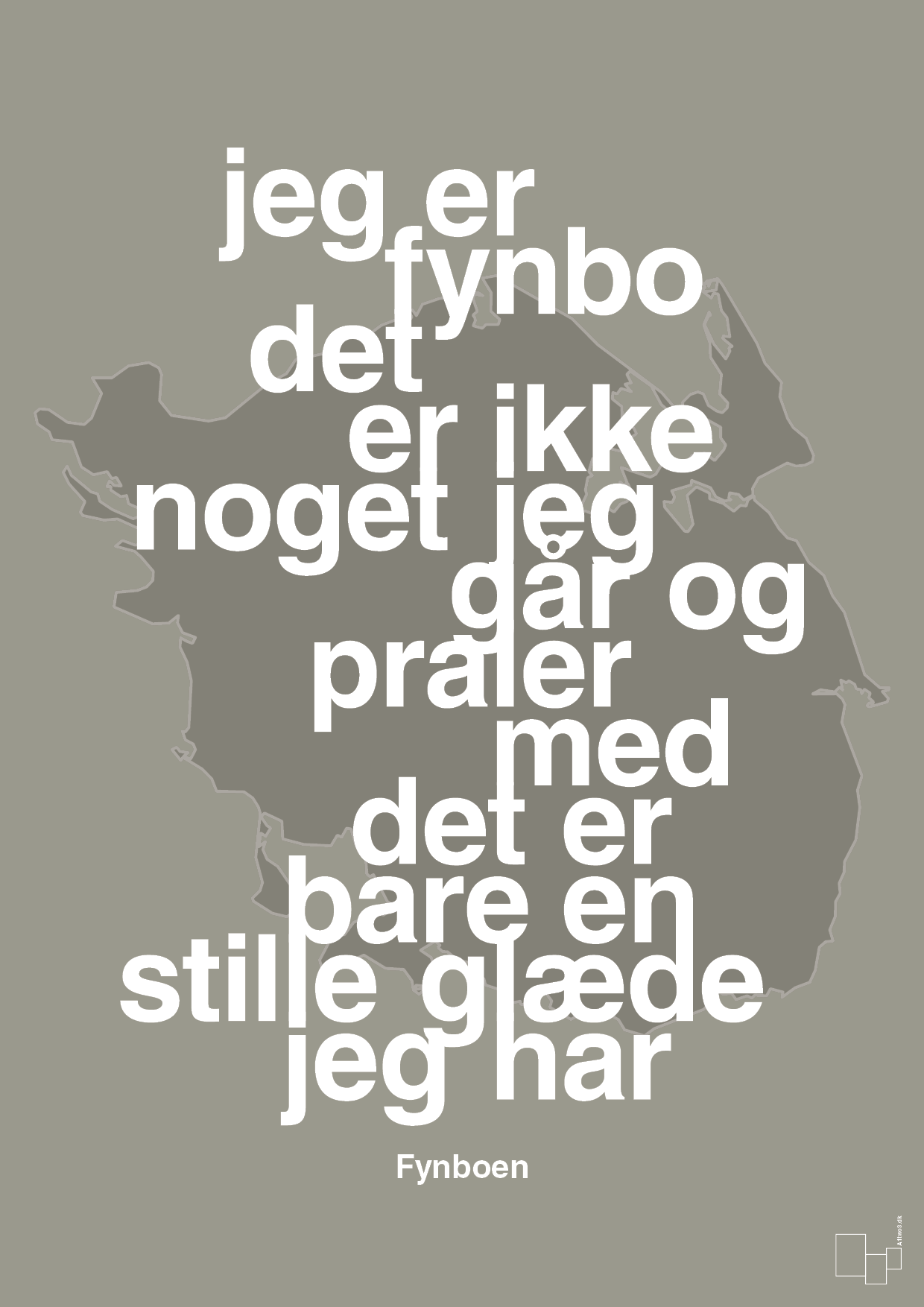 plakat: jeg er fynbo det er ikke noget jeg går og praler med - battleship gray-Ukendt-A1two3