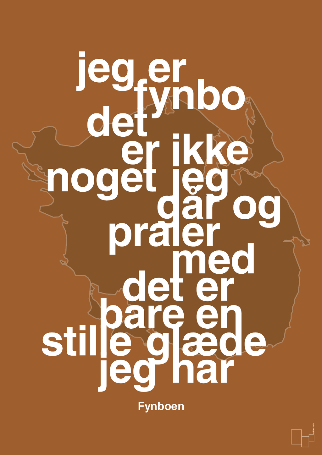 plakat: jeg er fynbo det er ikke noget jeg går og praler med - cognac-Ukendt-A1two3