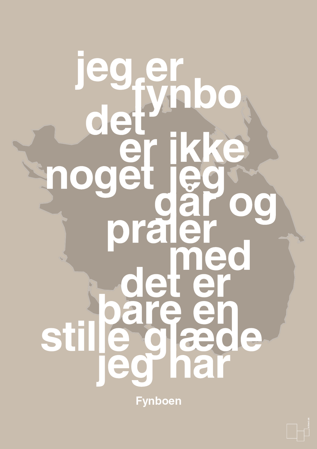 plakat: jeg er fynbo det er ikke noget jeg går og praler med - creamy mushroom-Ukendt-A1two3