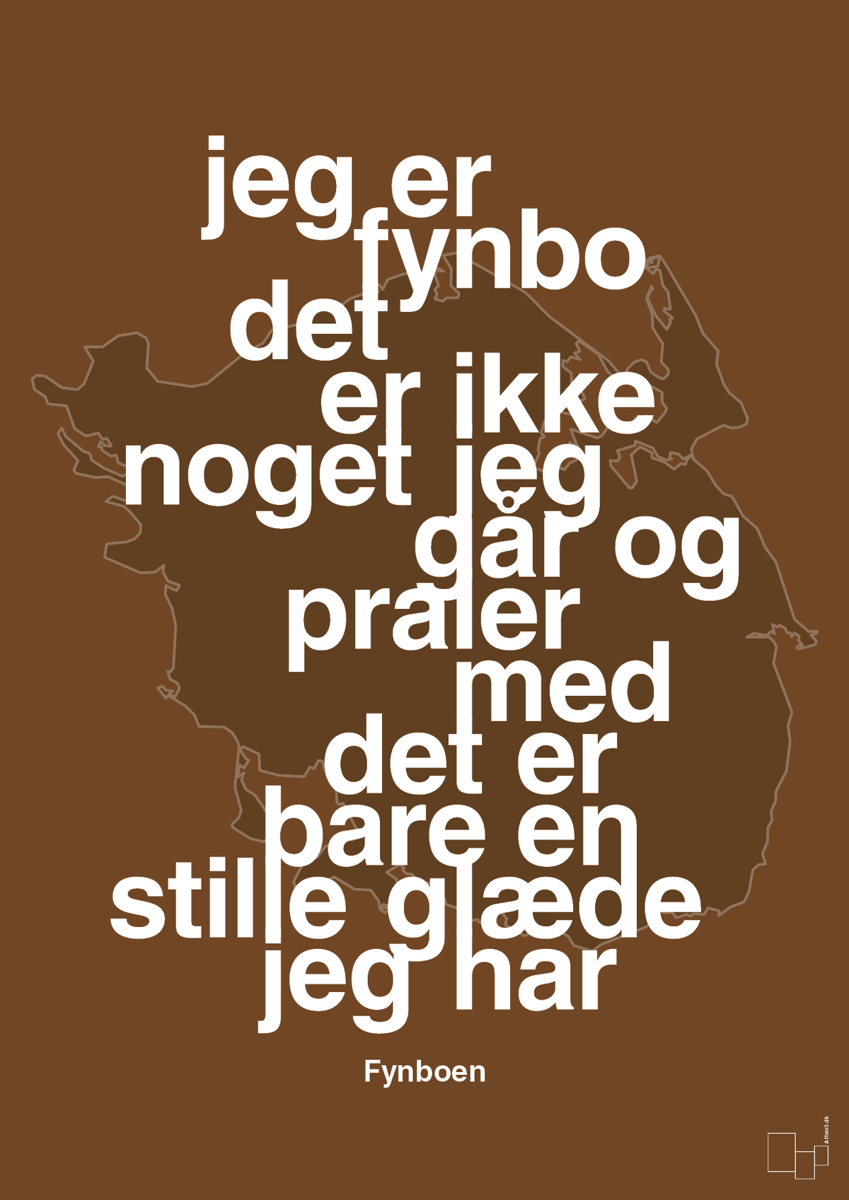 plakat: jeg er fynbo det er ikke noget jeg går og praler med - dark brown-Ukendt-A1two3
