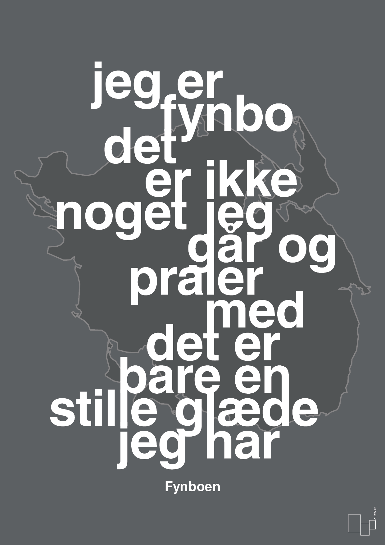 plakat: jeg er fynbo det er ikke noget jeg går og praler med - graphic charcoal-Ukendt-A1two3