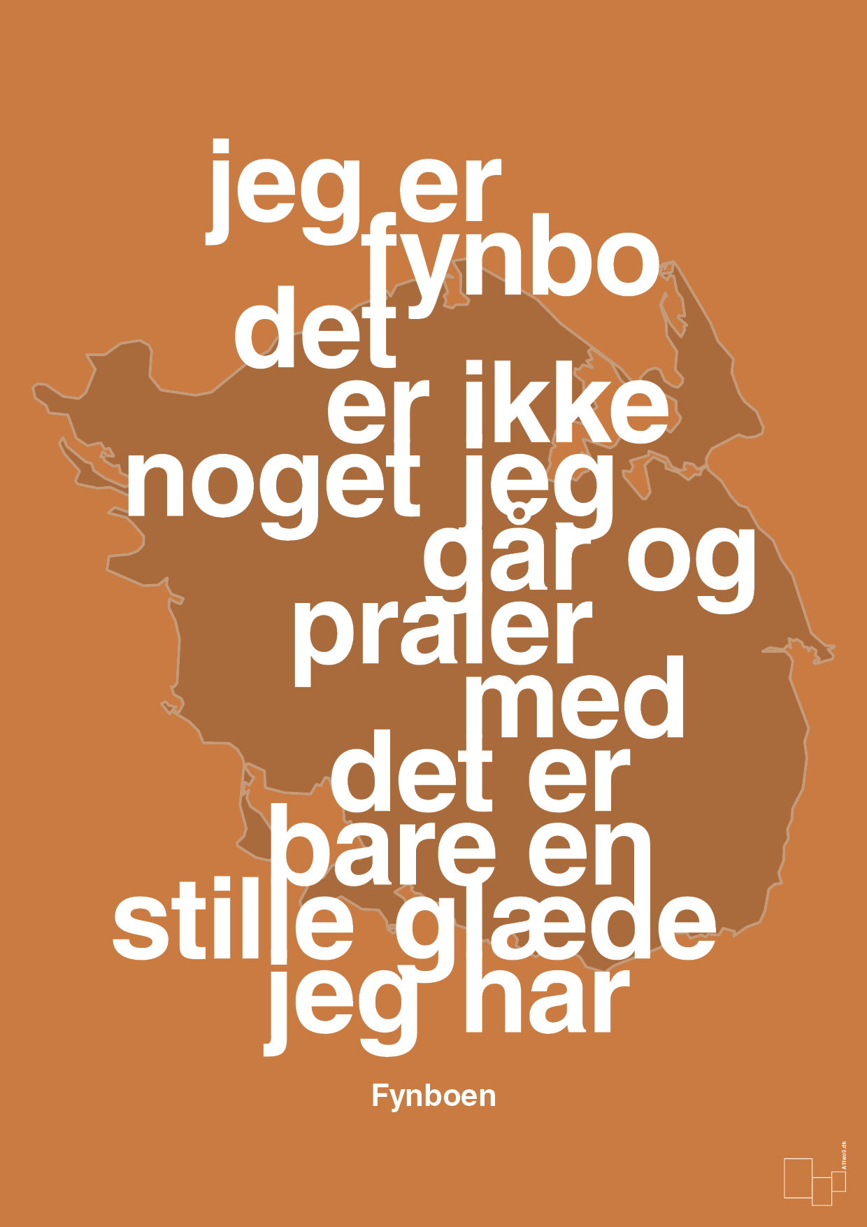 plakat: jeg er fynbo det er ikke noget jeg går og praler med - rumba orange-Ukendt-A1two3