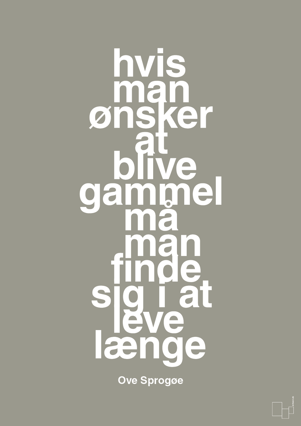 plakat: hvis man ønsker at blive gammel må man finde sig i at leve længe - battleship gray-Skuespiller-A1two3