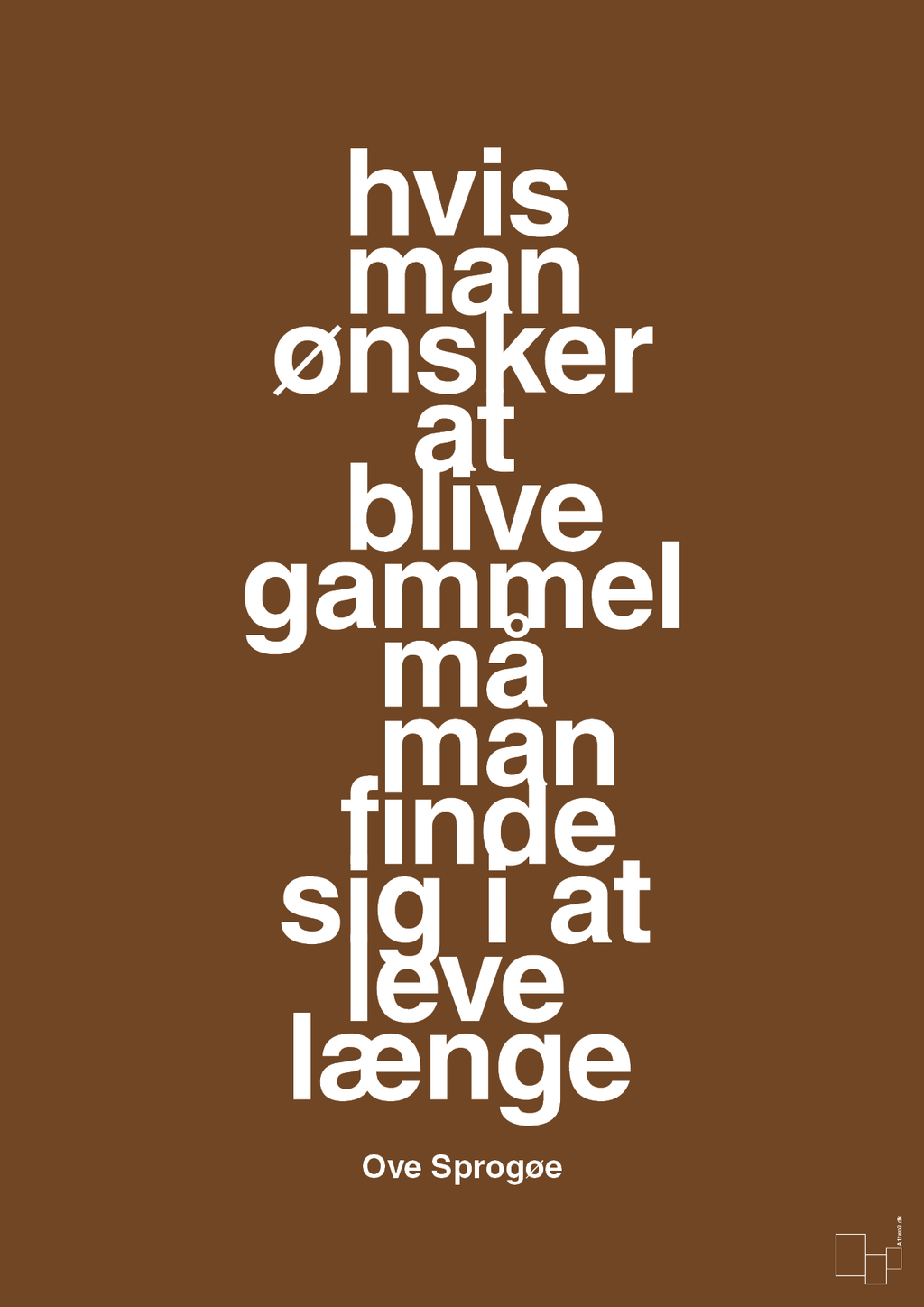 plakat: hvis man ønsker at blive gammel må man finde sig i at leve længe - dark brown-Skuespiller-A1two3