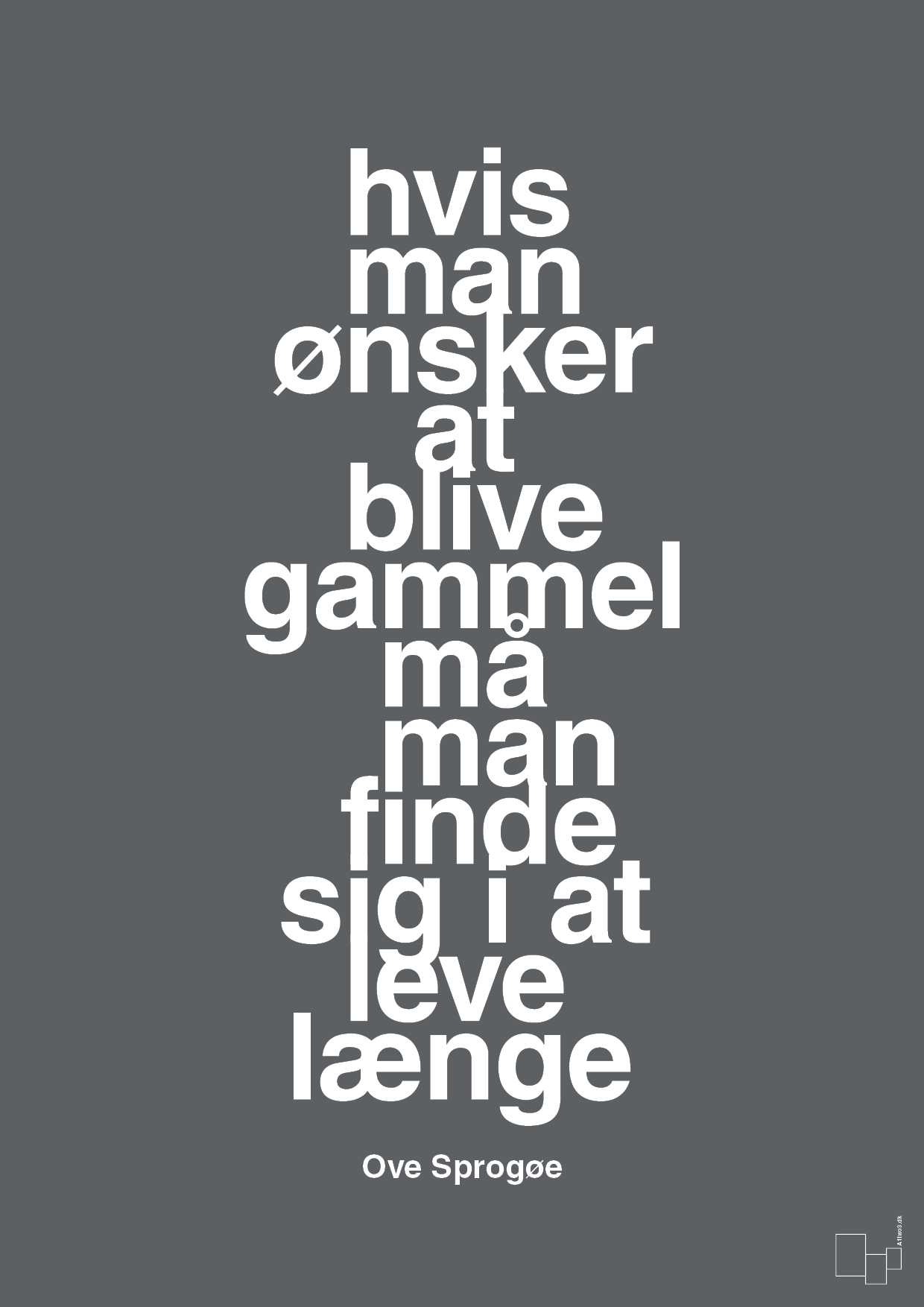 plakat: hvis man ønsker at blive gammel må man finde sig i at leve længe - graphic charcoal-Skuespiller-A1two3