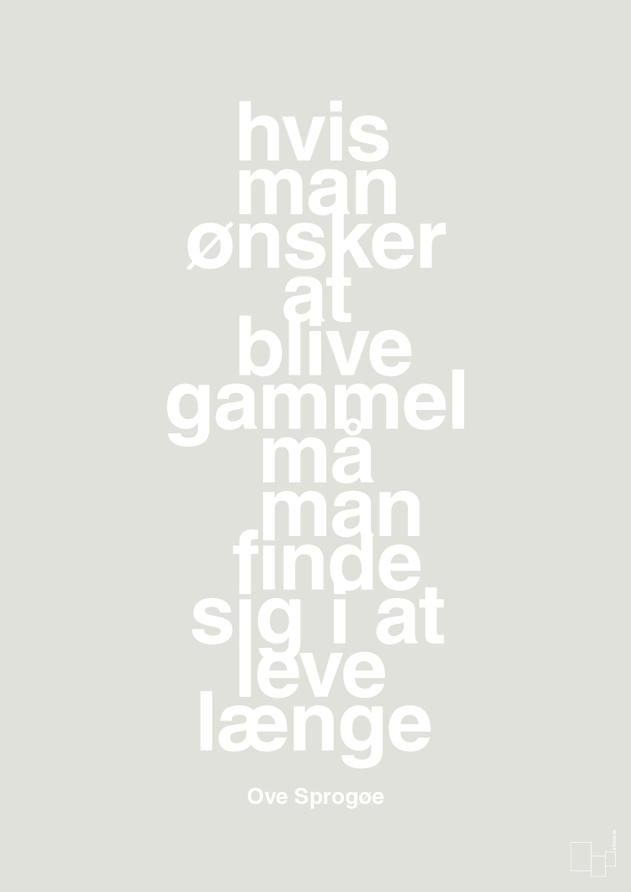 plakat: hvis man ønsker at blive gammel må man finde sig i at leve længe - painters white-Skuespiller-A1two3