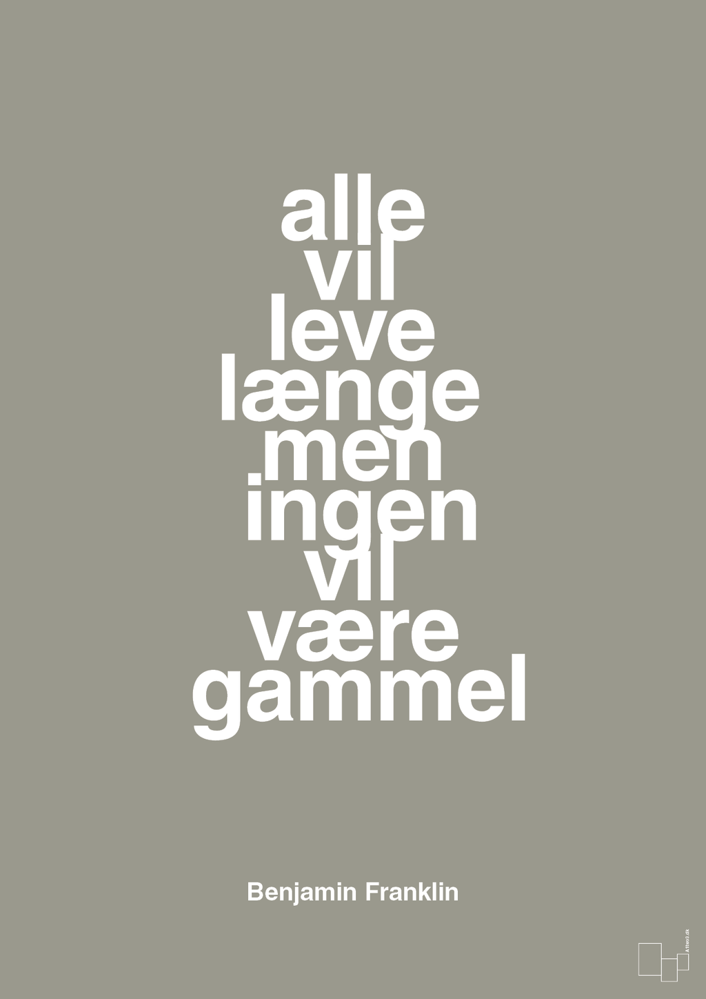plakat: alle vil leve længe men ingen vil være gammel - battleship gray-Politikker-A1two3