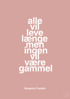 plakat: alle vil leve længe men ingen vil være gammel - bubble shell-Politikker-A1two3