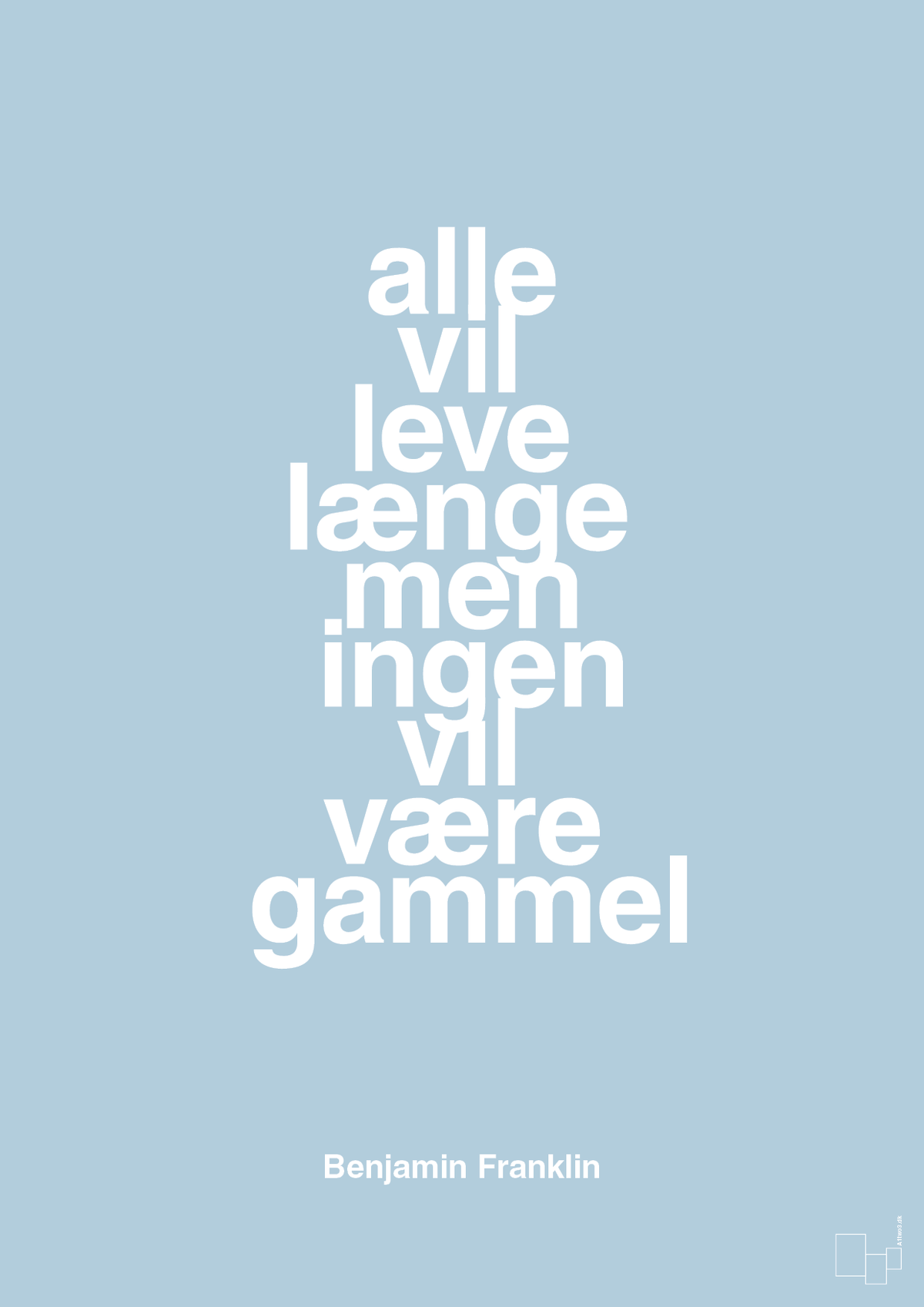 plakat: alle vil leve længe men ingen vil være gammel - heavenly blue-Politikker-A1two3