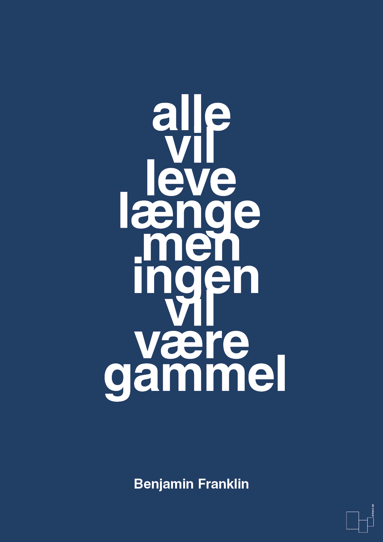plakat: alle vil leve længe men ingen vil være gammel - lapis blue-Politikker-A1two3
