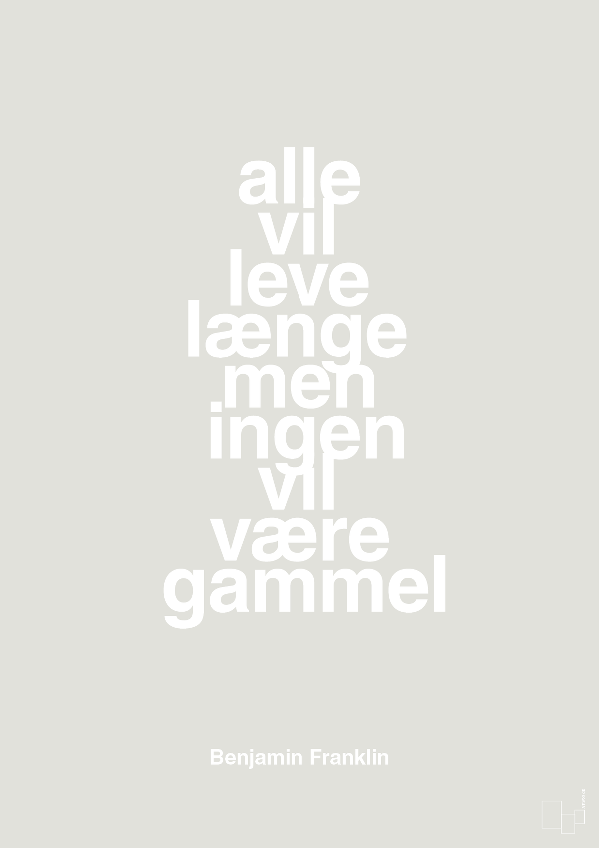 plakat: alle vil leve længe men ingen vil være gammel - painters white-Politikker-A1two3