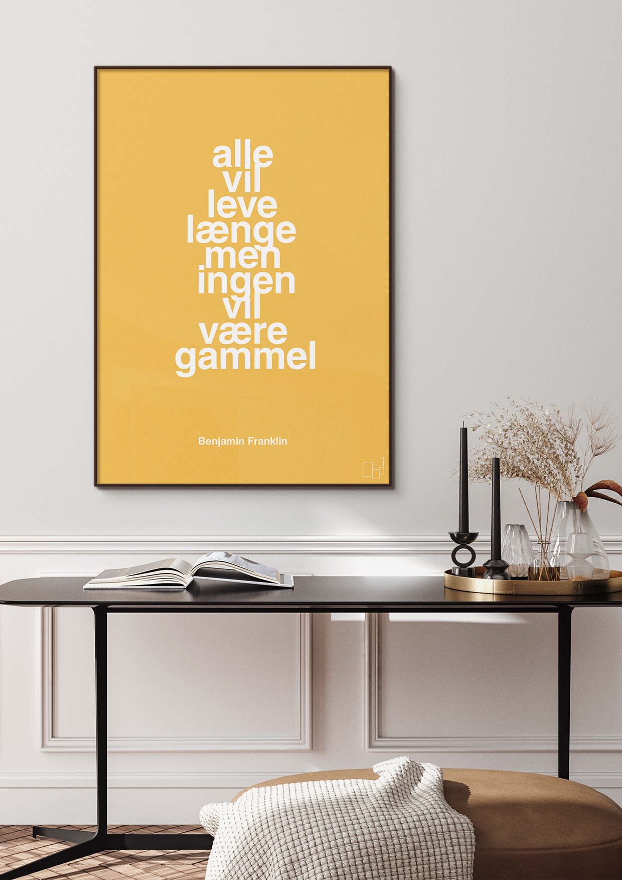 plakat: alle vil leve længe men ingen vil være gammel - graphic charcoal-Politikker-A1two3