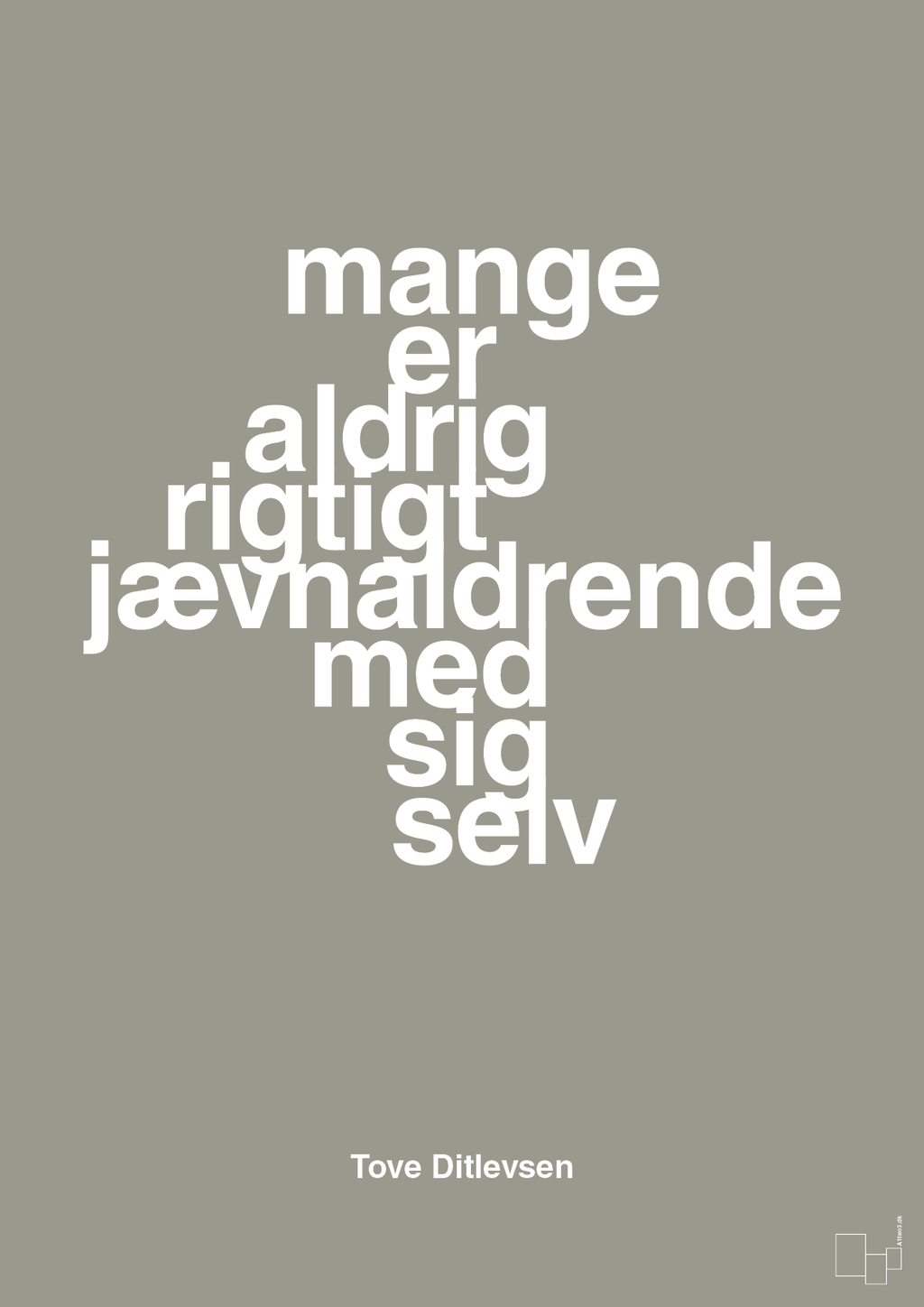 plakat: mange er aldrig rigtigt jævnaldrende med sig selv - battleship gray-Forfatter-A1two3