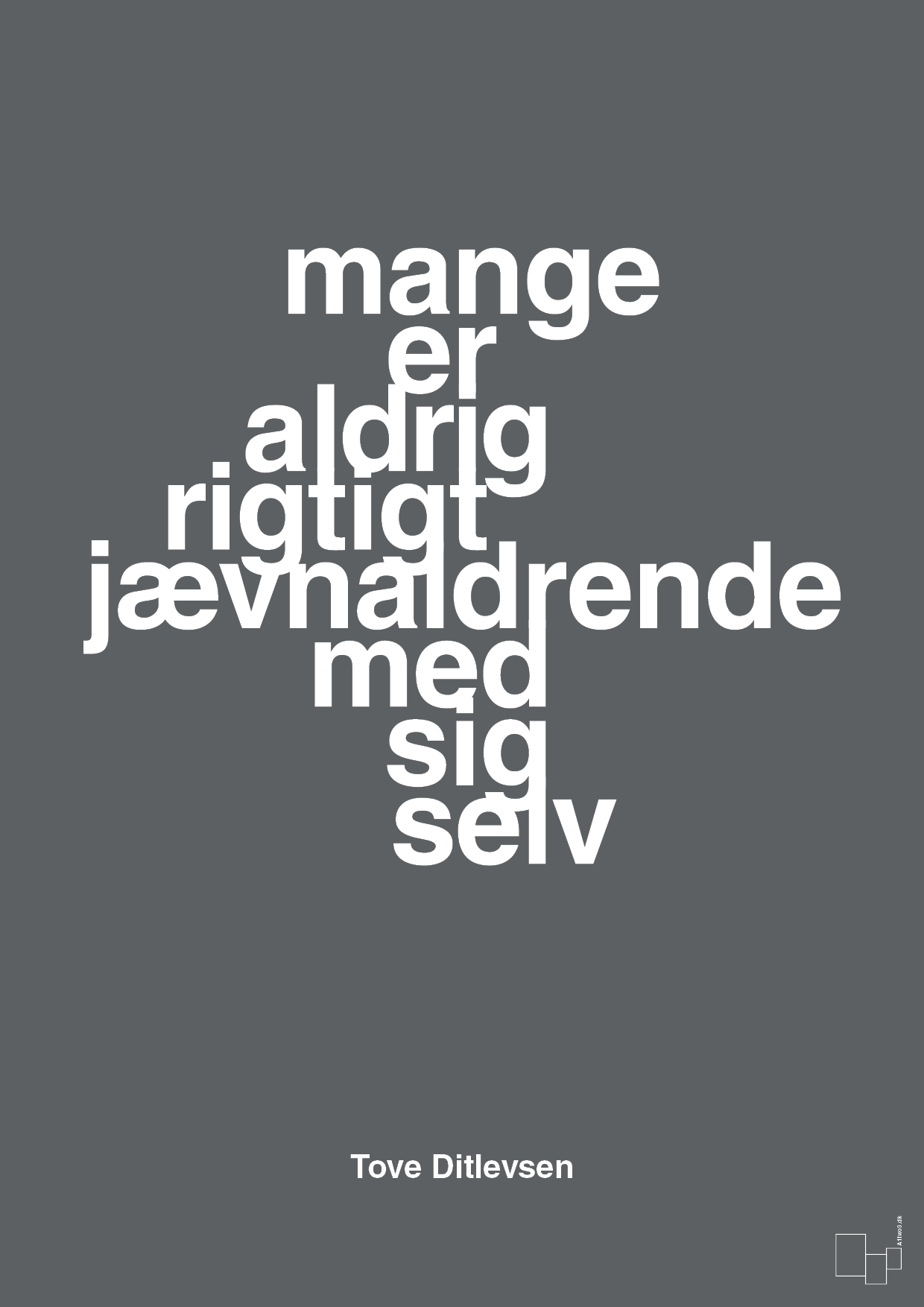 plakat: mange er aldrig rigtigt jævnaldrende med sig selv - graphic charcoal-Forfatter-A1two3