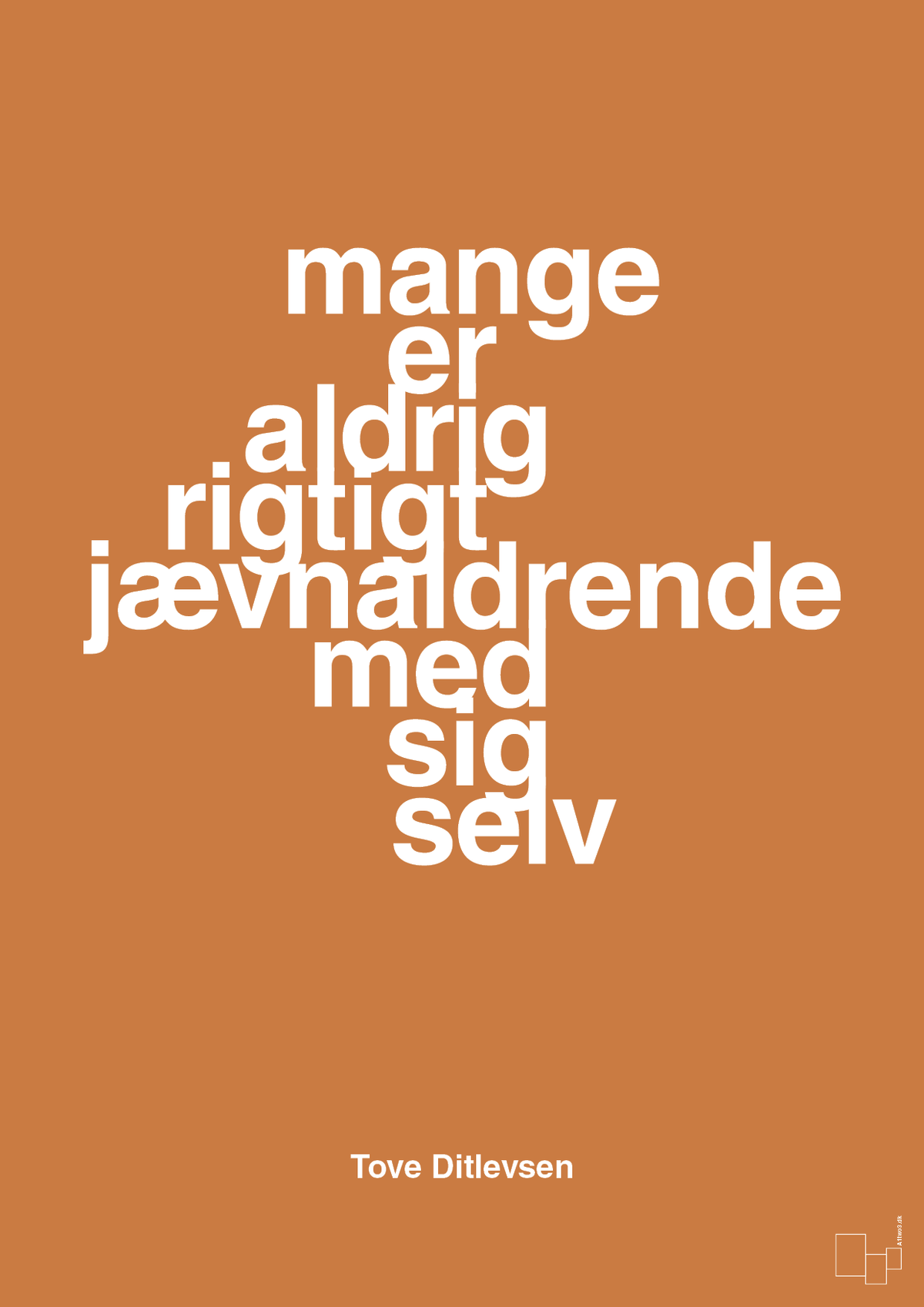 plakat: mange er aldrig rigtigt jævnaldrende med sig selv - rumba orange-Forfatter-A1two3