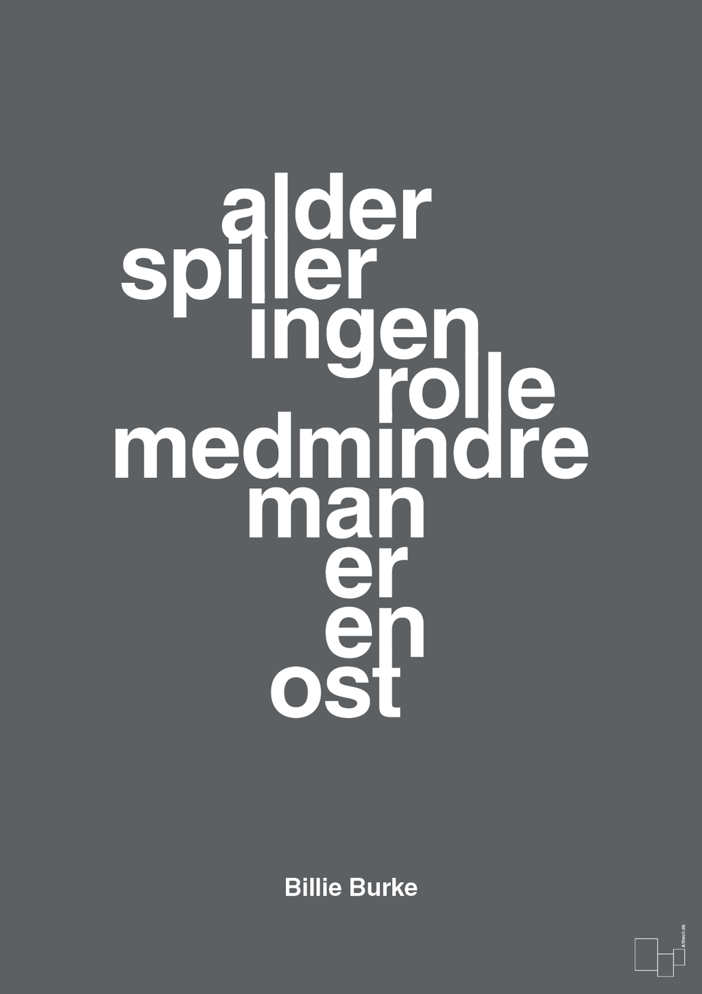 plakat: alder spiller ingen rolle medmindre man er en ost - graphic charcoal-Skuespiller-A1two3