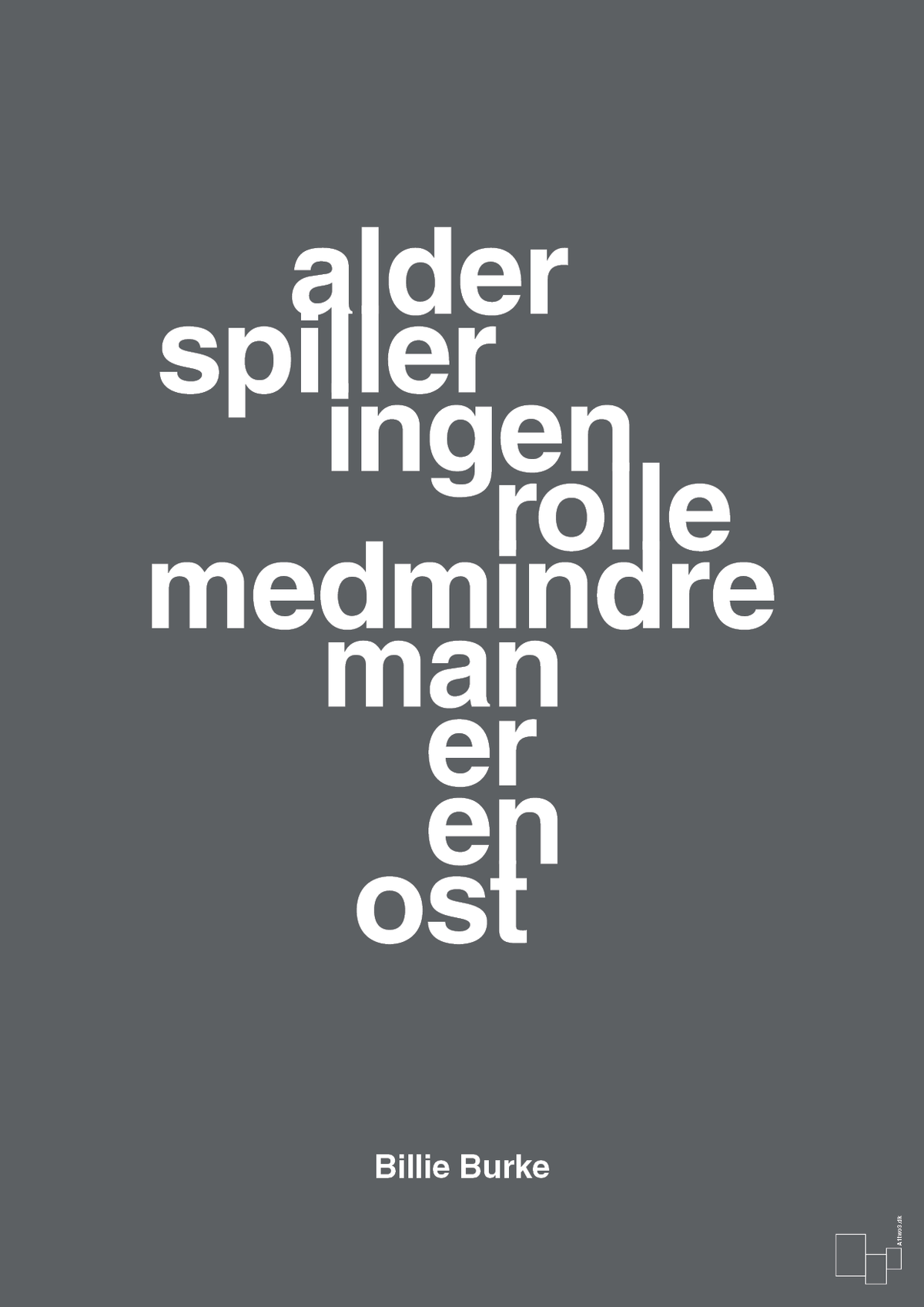 plakat: alder spiller ingen rolle medmindre man er en ost - graphic charcoal-Skuespiller-A1two3