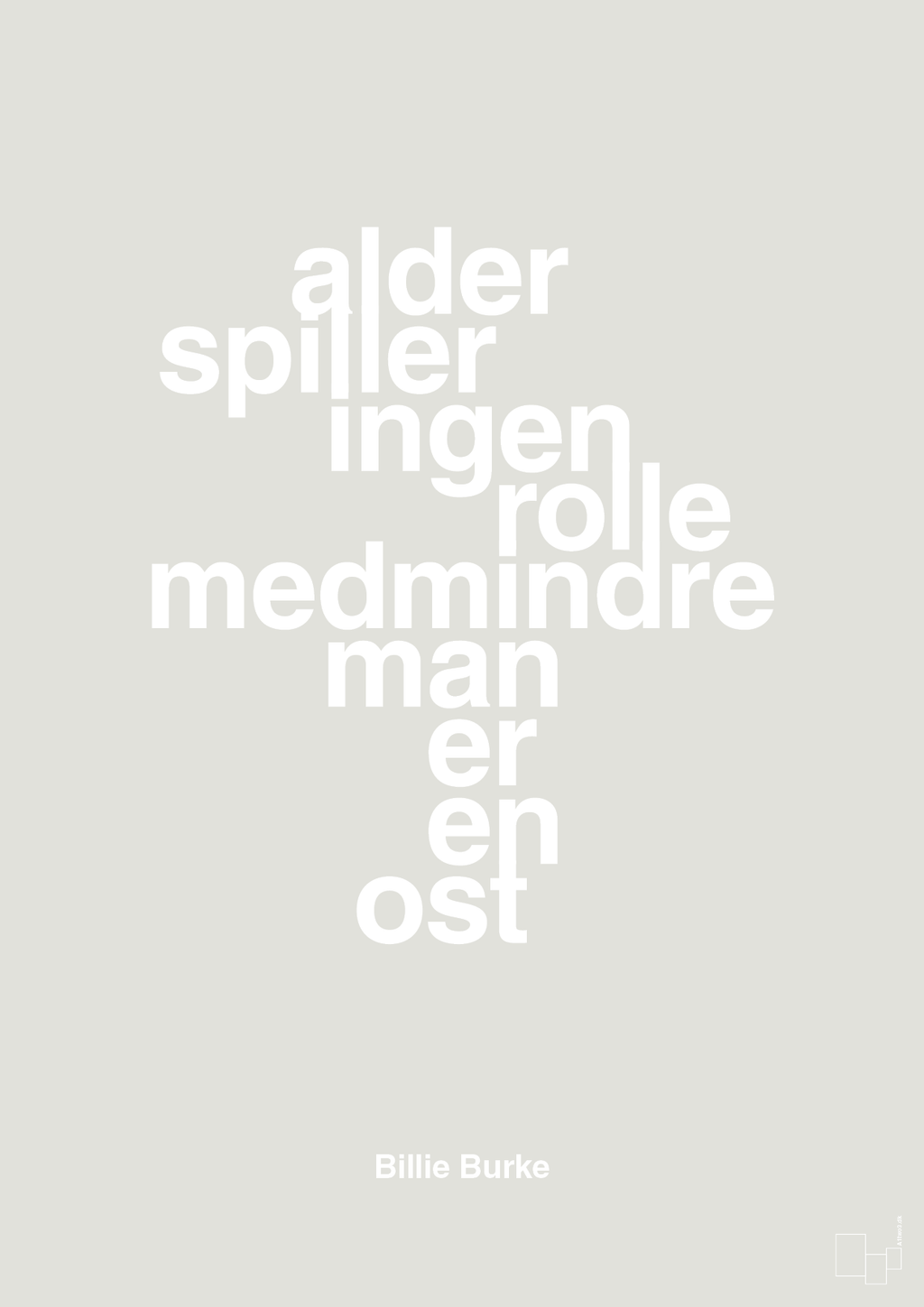 plakat: alder spiller ingen rolle medmindre man er en ost - painters white-Skuespiller-A1two3