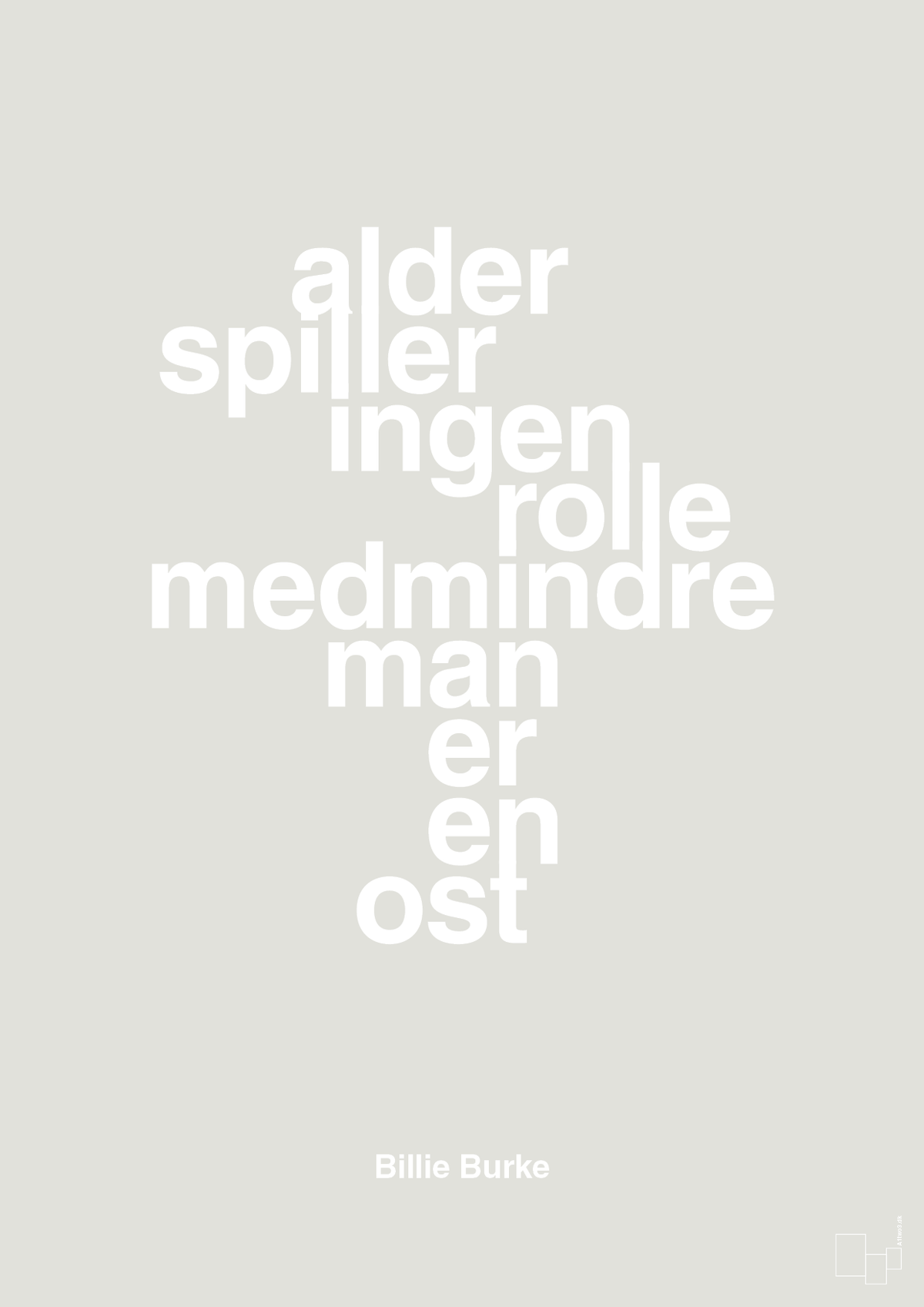 plakat: alder spiller ingen rolle medmindre man er en ost - painters white-Skuespiller-A1two3