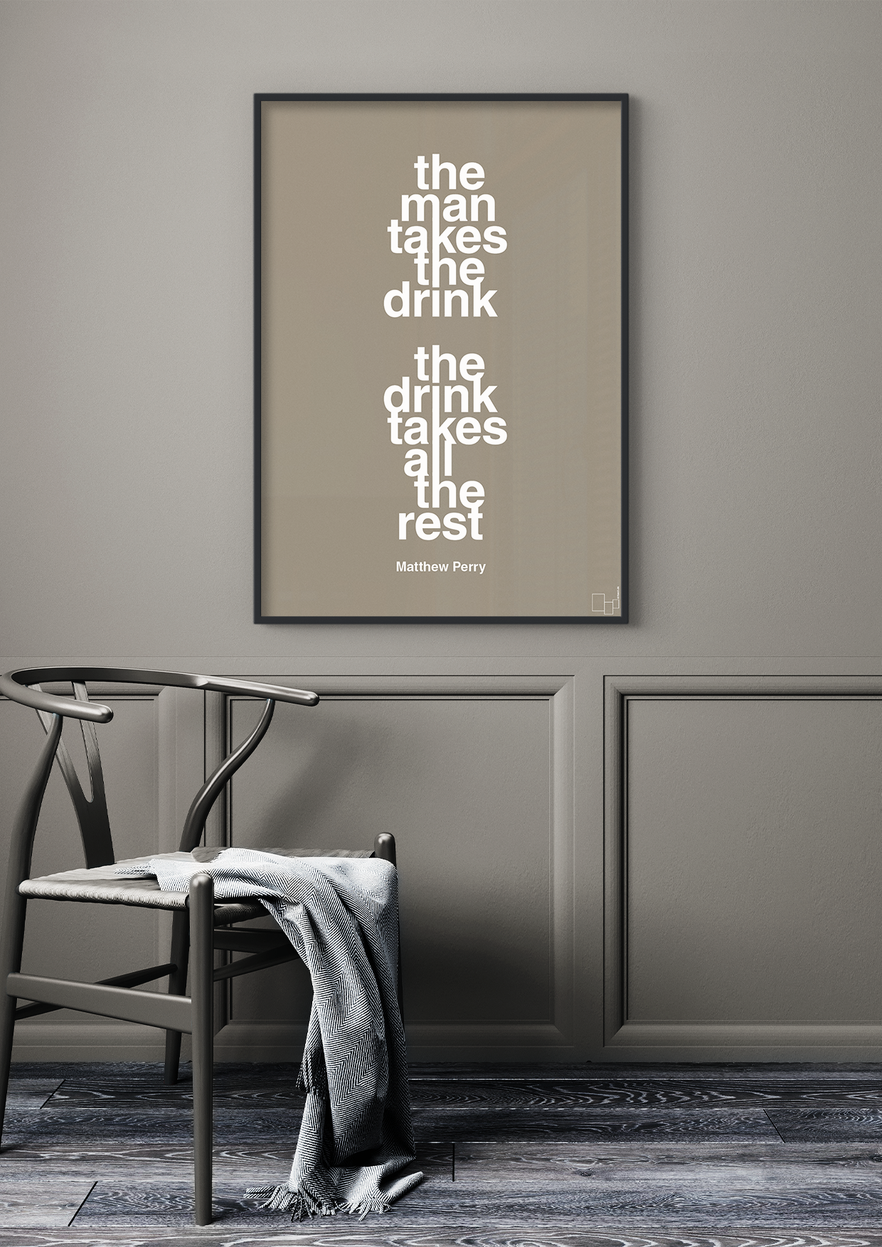 plakat: the man takes the drink the drink takes all the rest - graphic charcoal-Film & TV-A1two3